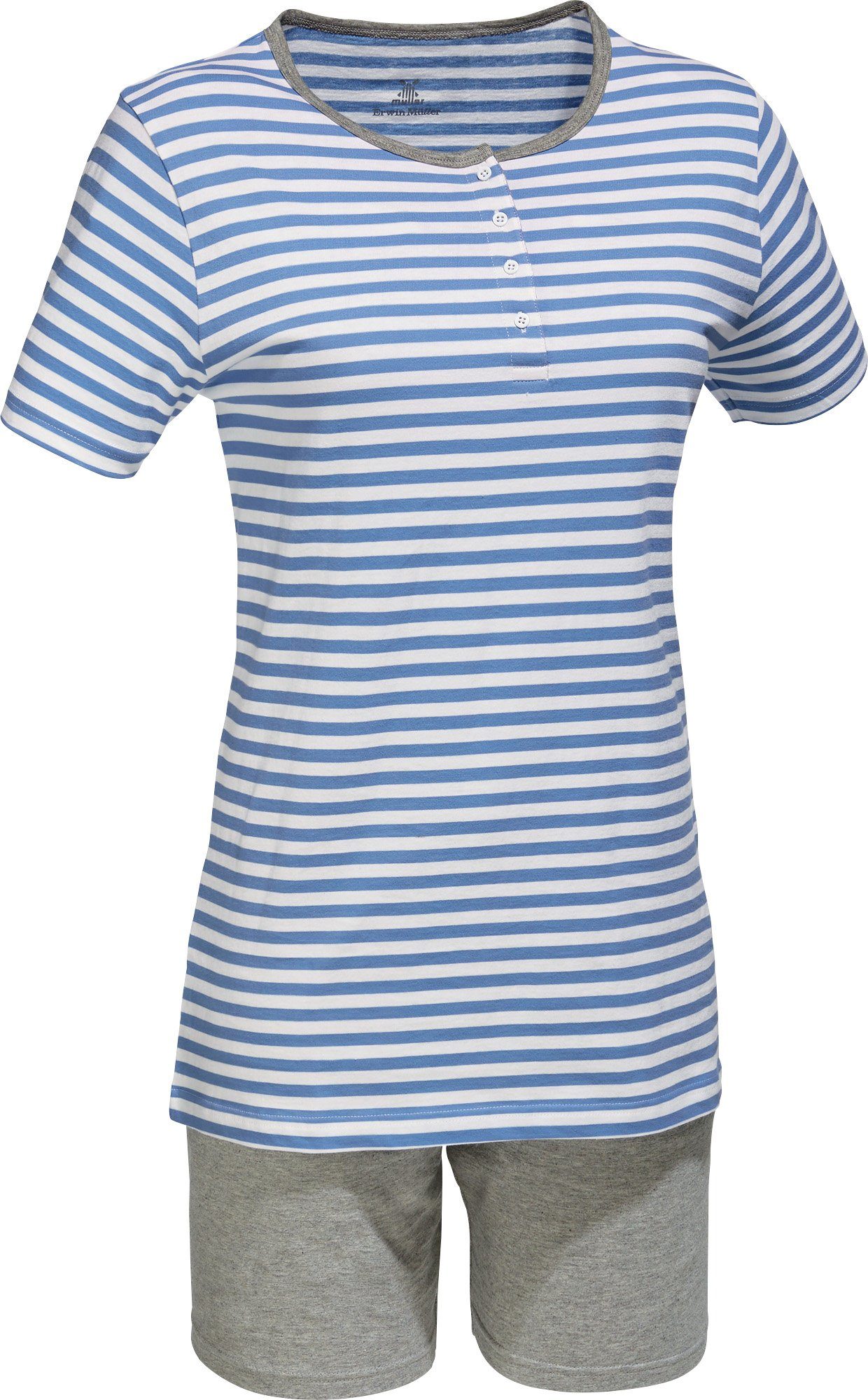 Erwin Müller Pyjama Damen-Shorty Single-Jersey Streifen