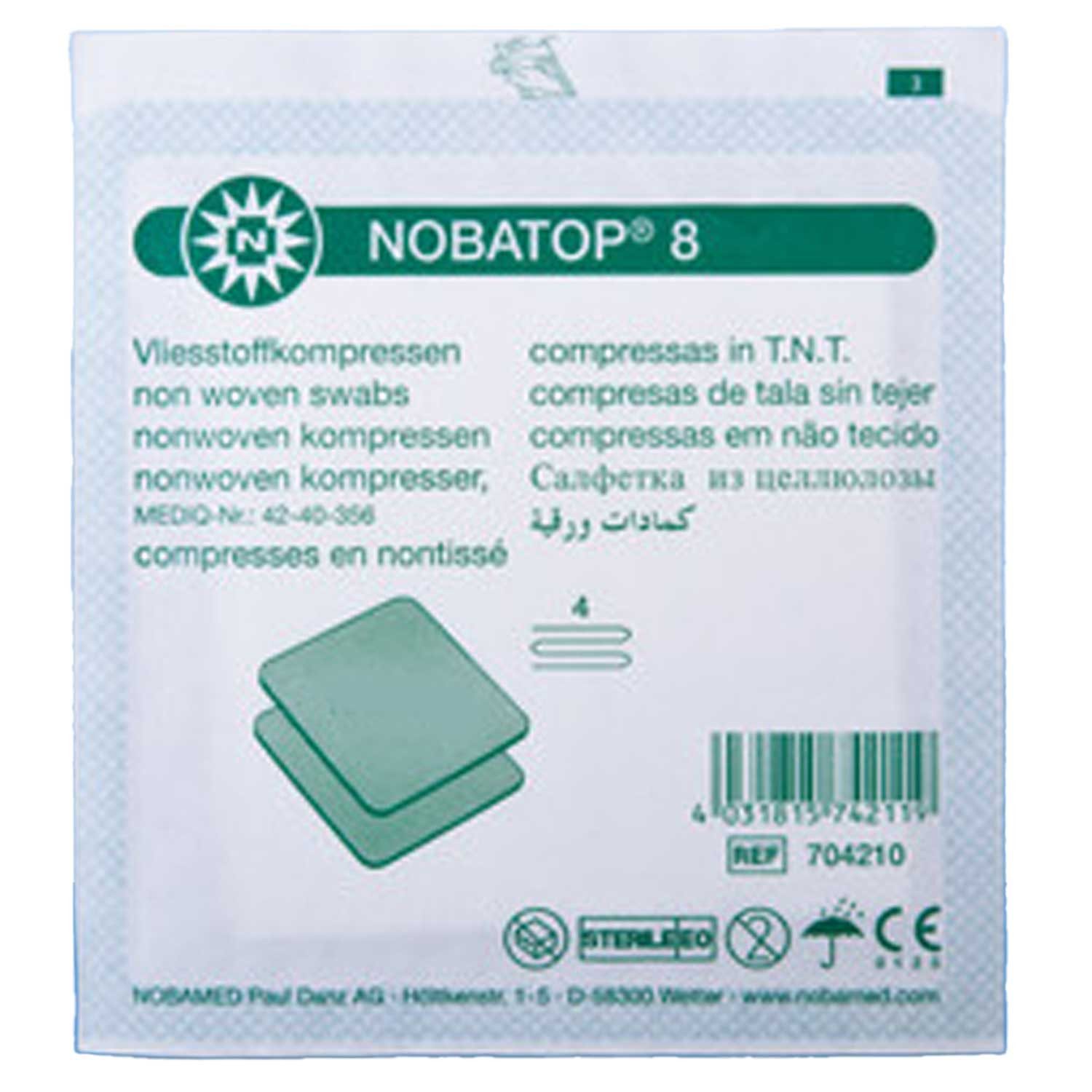 Erste-Hilfe-Set Nobatop®-steril 8 à 2 - 7,5x7,5 cm