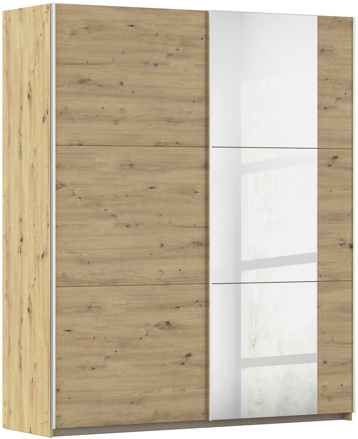 rauch Schwebetürenschrank Kleiderschrank Drehtürenschrank Schrank Garderobe KRONACH (in 3 Ausstattungen BASIC/CLASSIC/PREMIUM, Breiten 131/175/218/261 cm) optional ohne, mit 1 oder 2 Spiegel, viel Stauraum MADE IN GERMANY