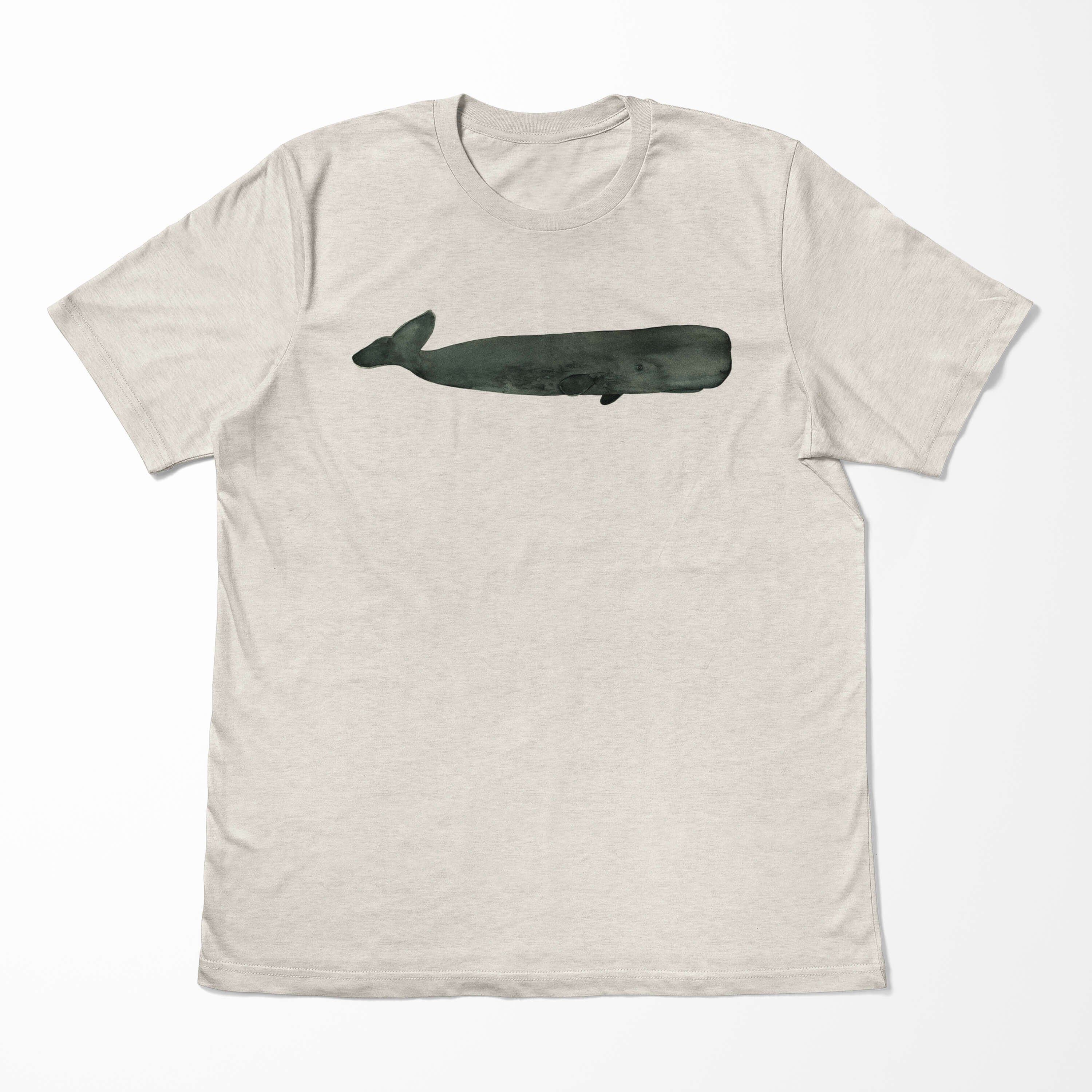 T-Shirt Shirt Bio-Baumwolle Motiv 100% Art T-Shirt (1-tlg) Nachhaltig Wasserfarben Ökomode aus Pottwal Sinus gekämmte Herren
