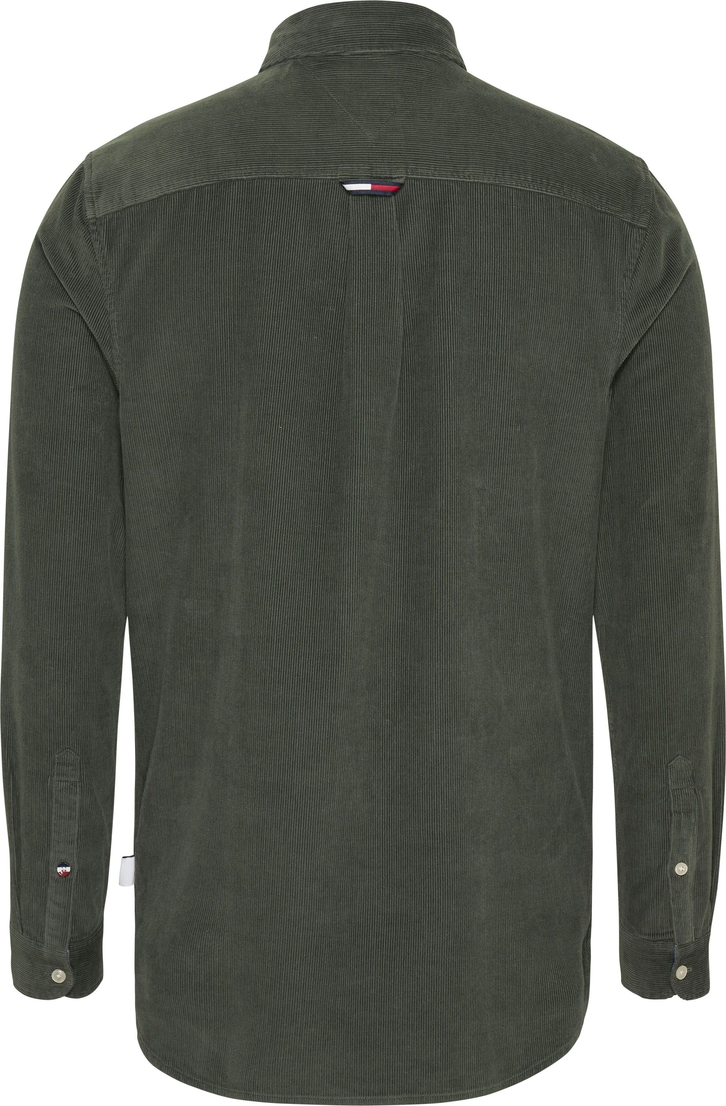 Tommy Jeans SEASONAL Avalon Langarmhemd mit CORD TJM SHIRT Green Logostickereien