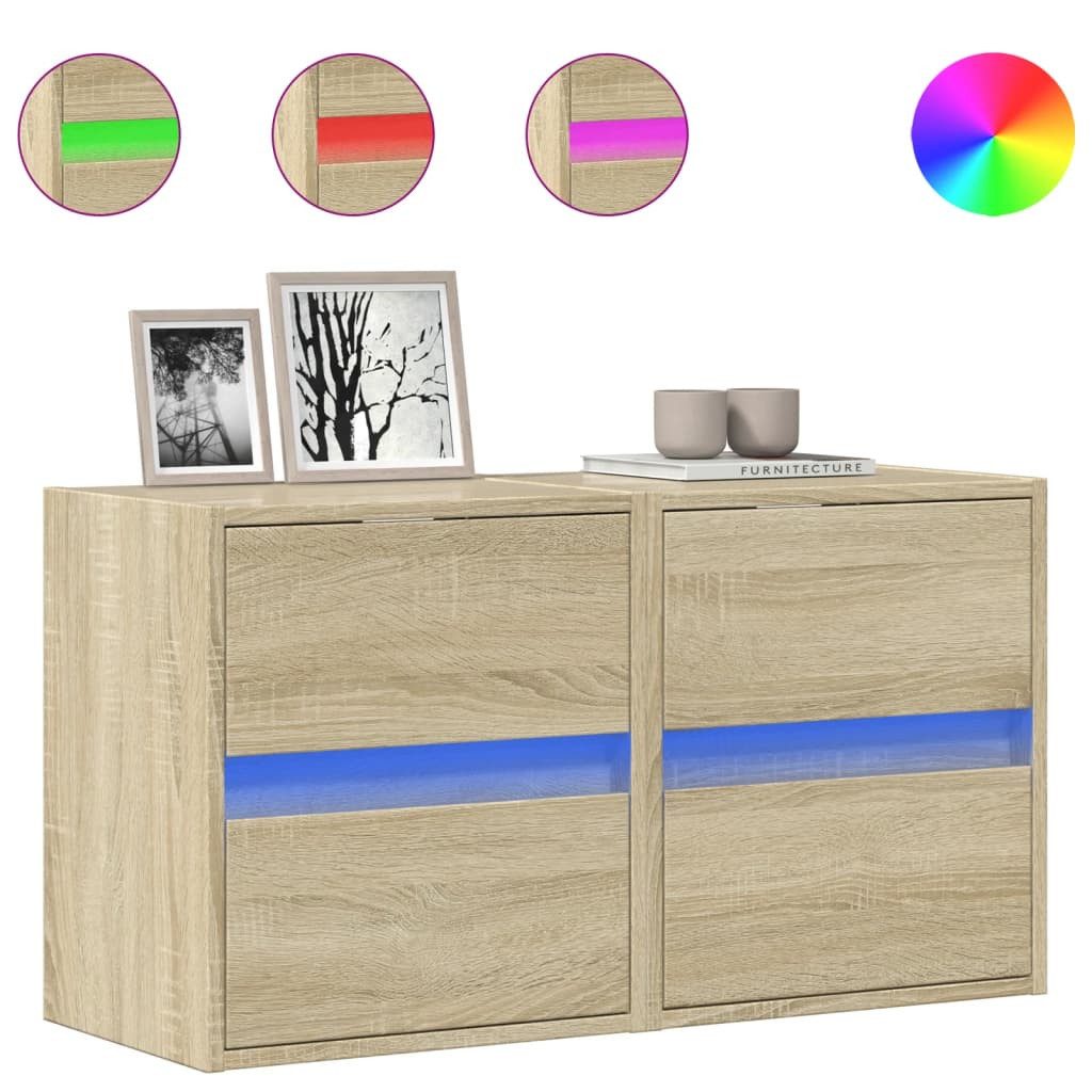 vidaXL TV-Wand TV-Wandschränke mit LED-Beleuchtung 2 günstig online kaufen