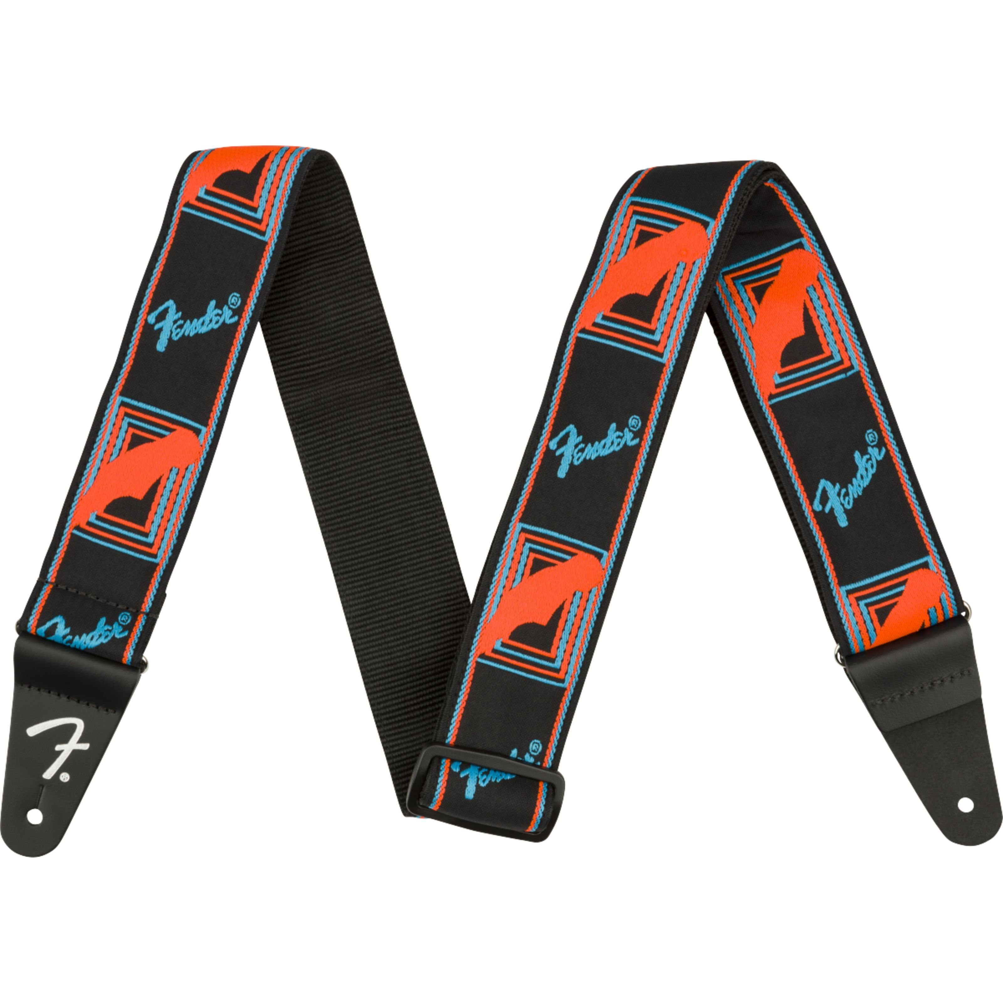 Fender Gitarrengurt, Neon Monogrammed Strap Blue/Orange - Gitarrengurt