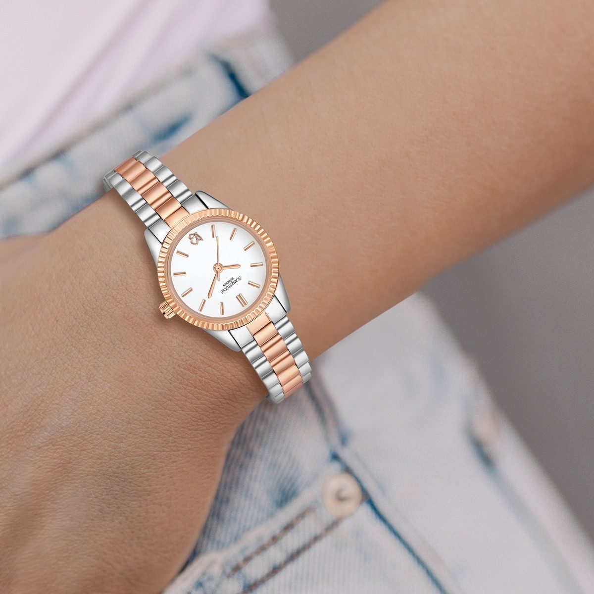 Glanzstücke München Quarzuhr silber/roségold