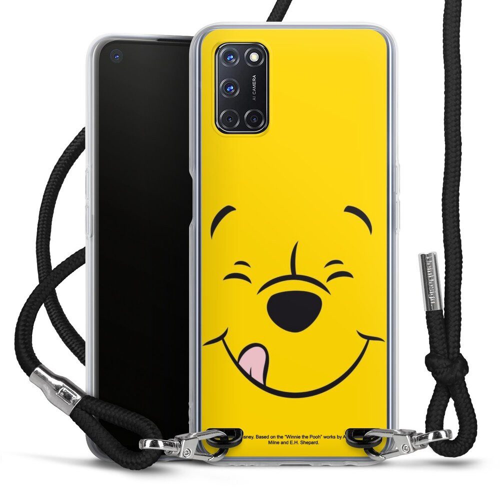 DeinDesign Handyhülle Winnie Puuh Offizielles Lizenzprodukt Disney Puuh Closeup, Oppo A72 Handykette Hülle mit Band Case zum Umhängen Cover mit Kette