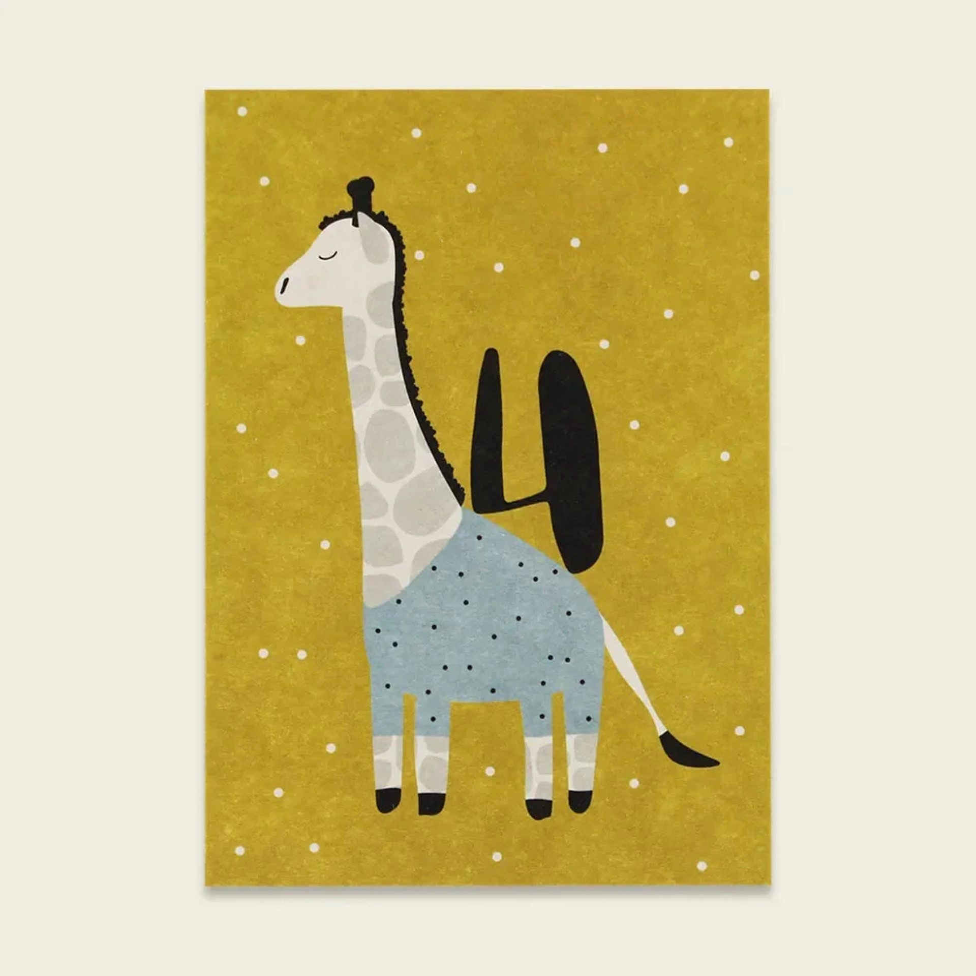 Ava & Yves Postkarte Postkarte Giraffe "4", Modernes Konfetti-Design