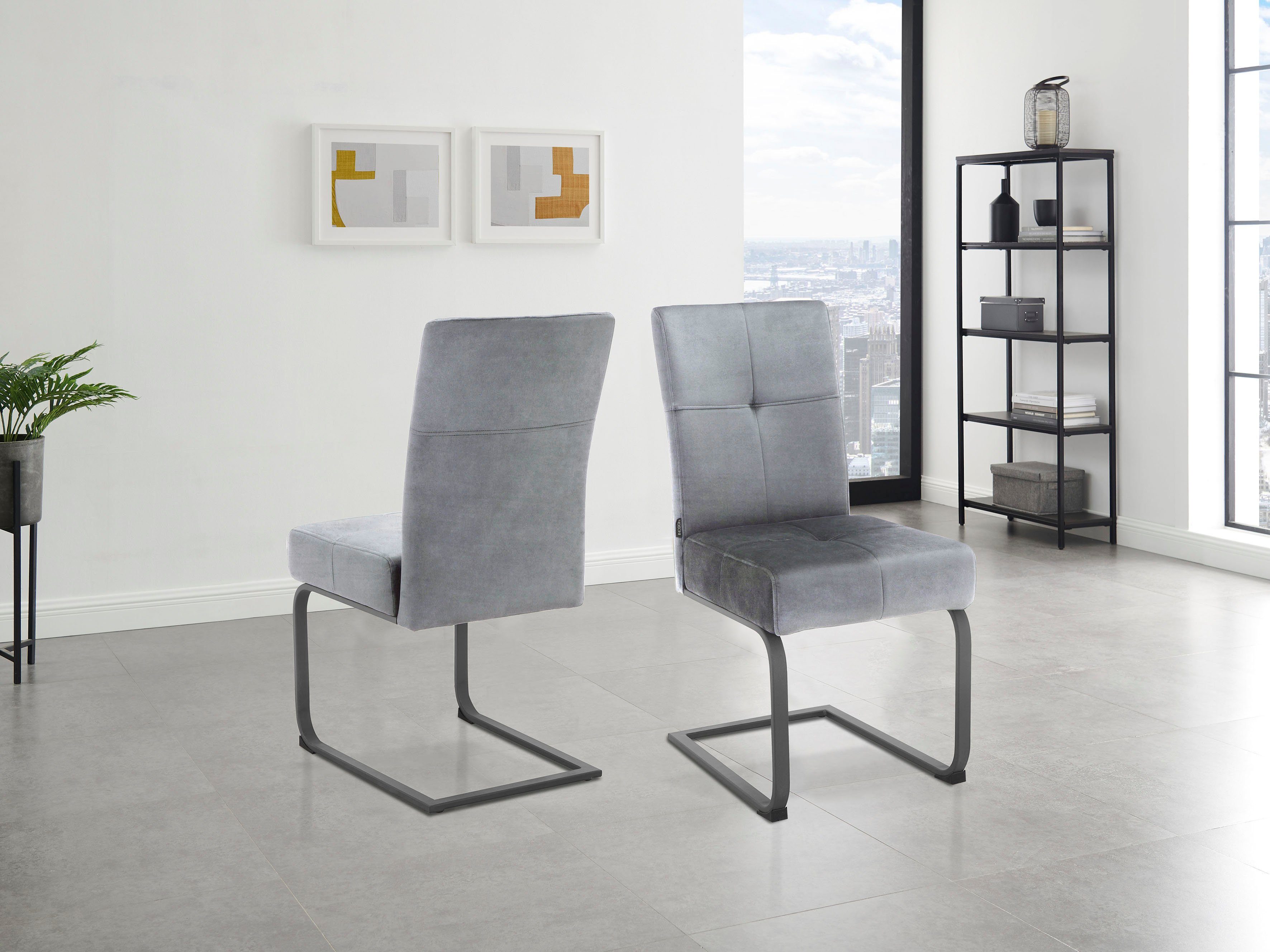 Metall, Bjarka Sitzhöhe Esszimmerstuhl Sitz Gestell gepolstert, Rücken 48,5 St), aus und cm (2 INOSIGN