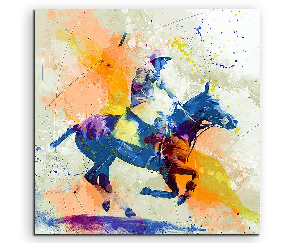 Sinus Art Leinwandbild Polo 60x60cm Aquarell Art Leinwandbild