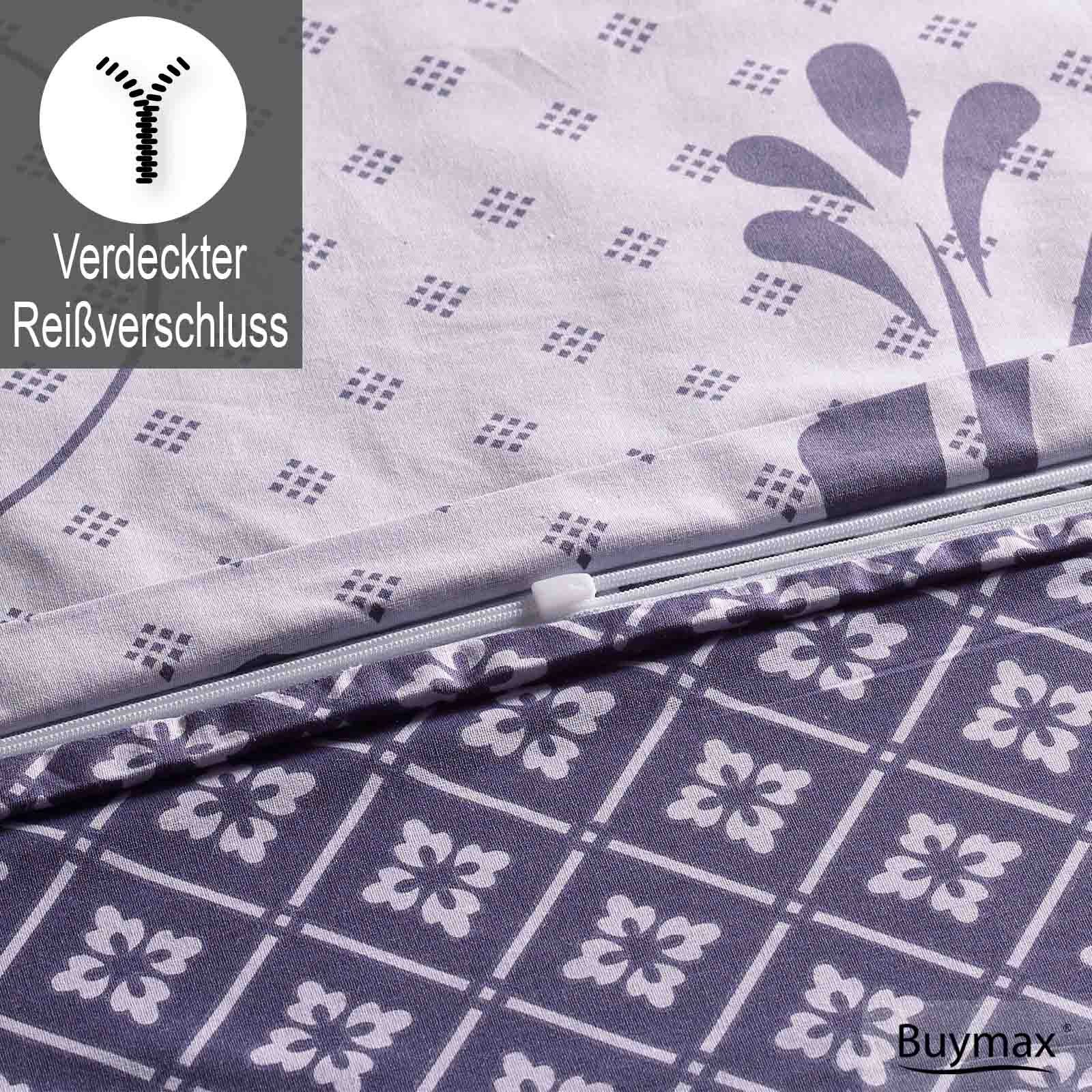 Buymax Bettwäsche Wendebettwäsche, Kissenbezug 80x80cm, Renforce: 100% Baumwolle, 2 teilig, Bettbezug-Set, mit Reißverschluss, Muster Floral Barock – Bild 4 von 5