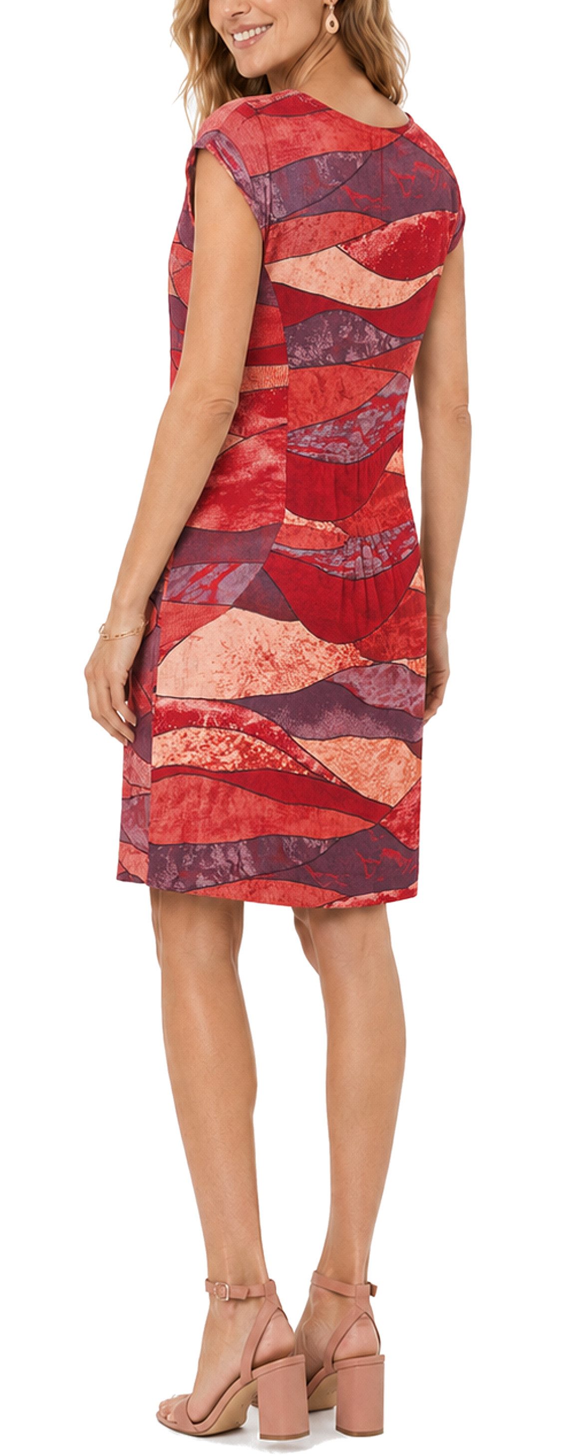 dy_mode Midikleid Damen Leinenkleid Knielanges Sommerkleid Midi Kleid Strandkleid leicht taillierte Passform, mit seitlichen Eingriffstaschen
