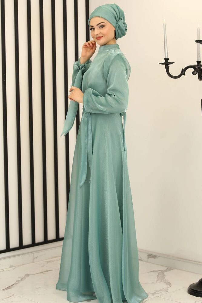 glänzend Damen Abendkleid Modest Mint Kleid Abaya Blickdicht Abendkleid Abiye Fashion Hijab Modavitrini