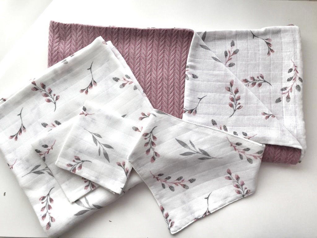 Stoffwindeln Musselin Set Waffelpique 100% Baumwolle Mulltuch Spucktuch Babydecke