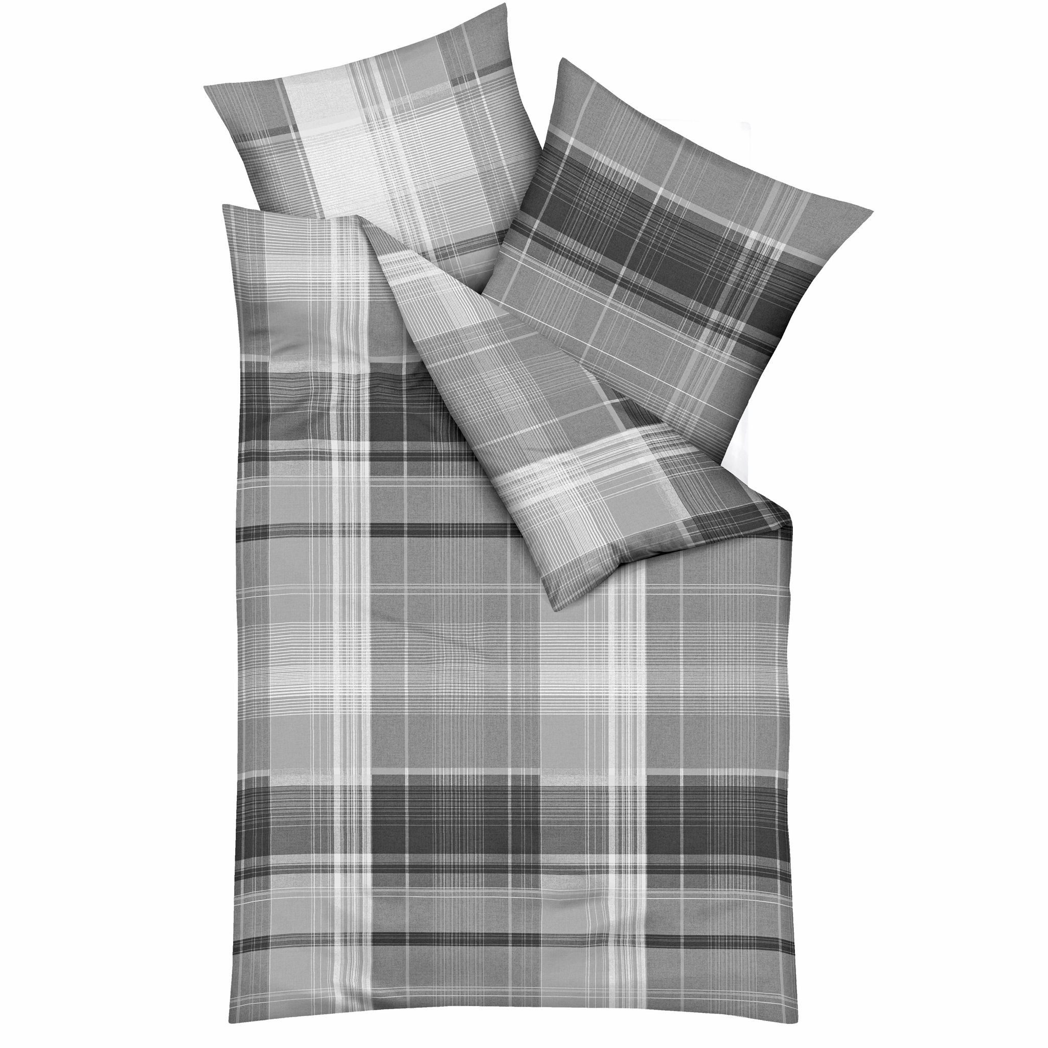 Kaeppel Bettwäsche 135x200cm Tonight Karo Grau, Biber, 2 teilig, elegantes Karo-Design