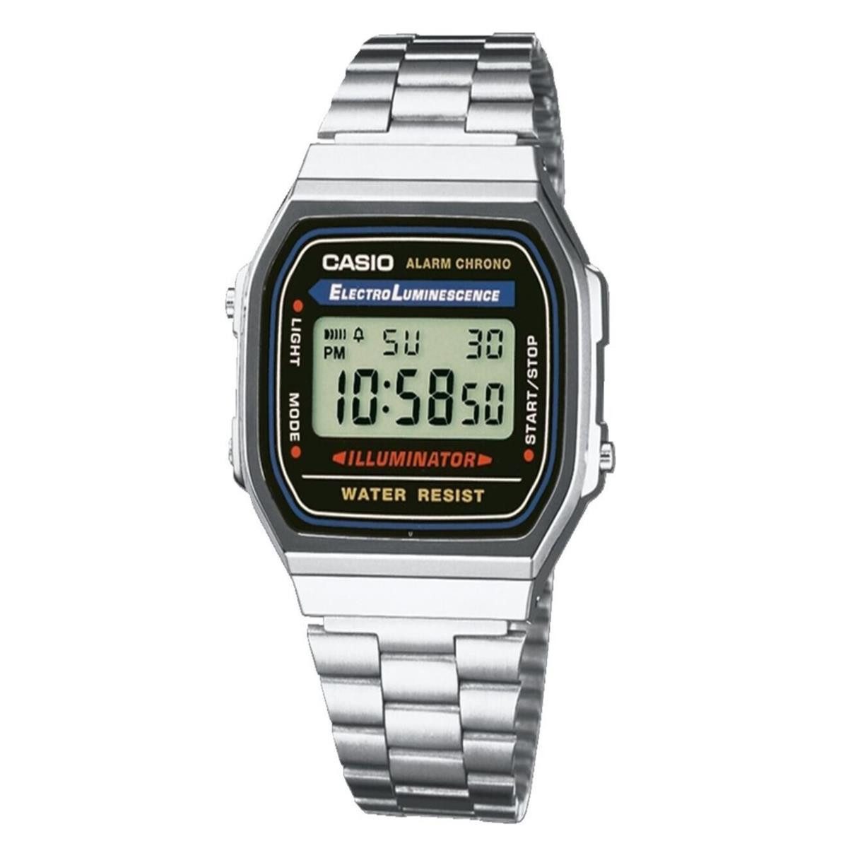 CASIO Digitaluhr Casio Unisex-Uhr Digital mit Edelstahlarmband – A168WA