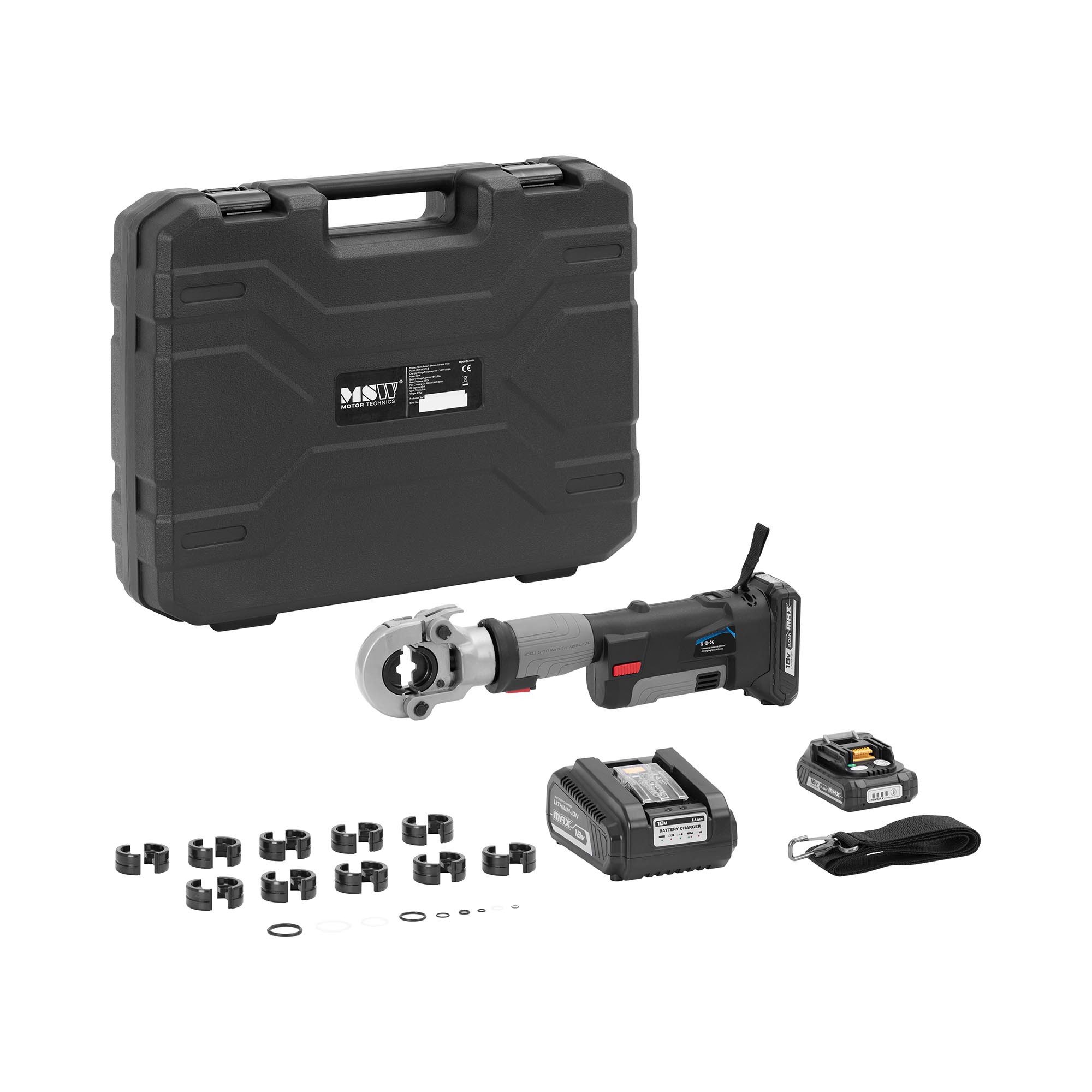 MSW Crimpzange Akku-Presszange hydraulisch 16 bis 300 mm² 60 kN OLED-Display LED