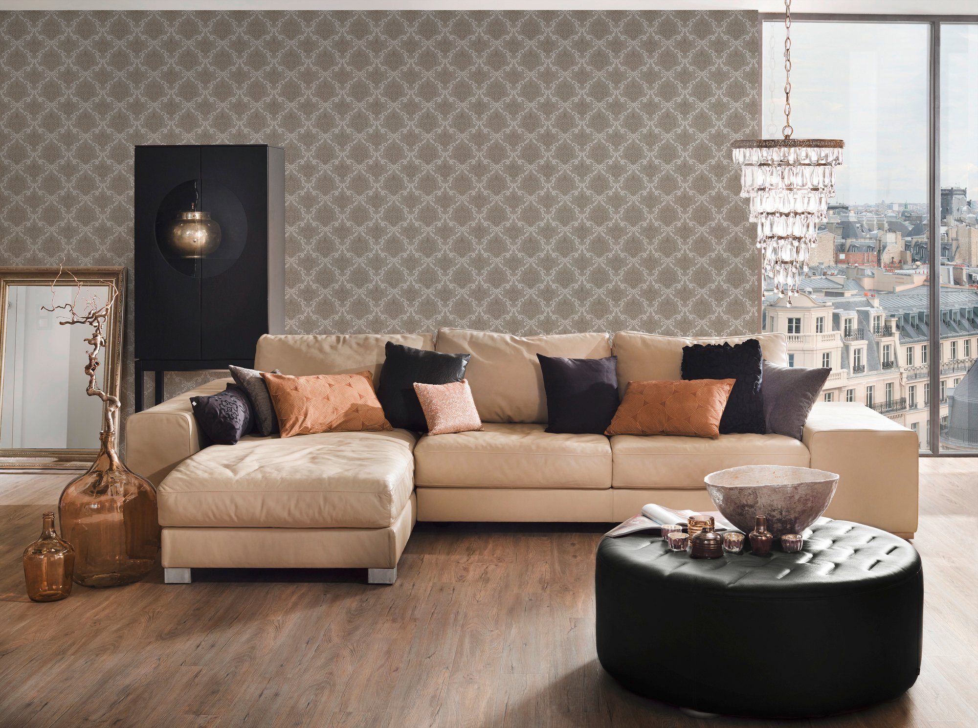 Architects Paper Textiltapete Tessuto, samtig, Barock, gemustert, ornamental, Tapete Barock Tapeten Wohnzimmer Schlafzimmer Küche modern Design Büro