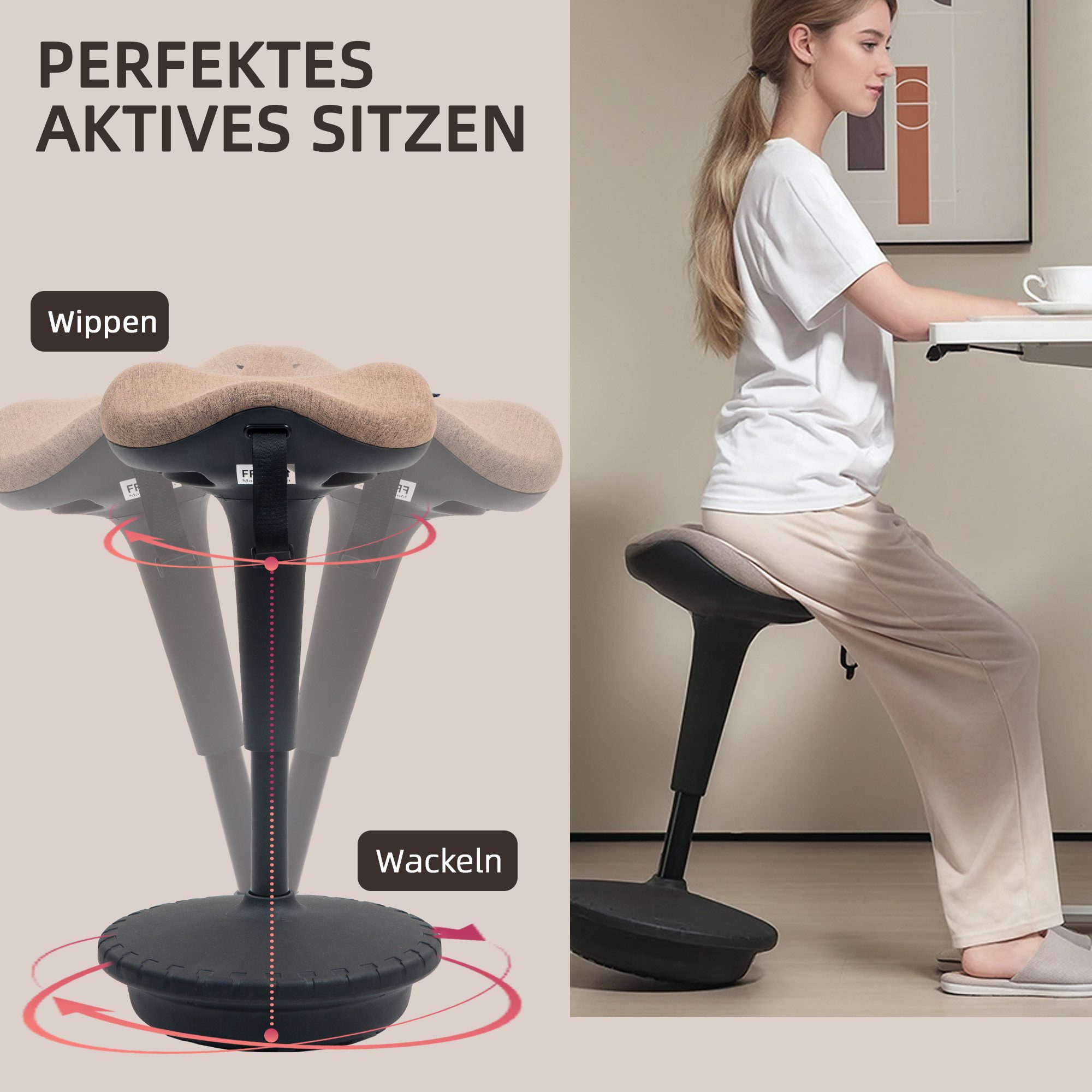 SeedWave Drehhocker Ergonomischer Bürohocker, höhenverstellbar, 360° drehba günstig online kaufen