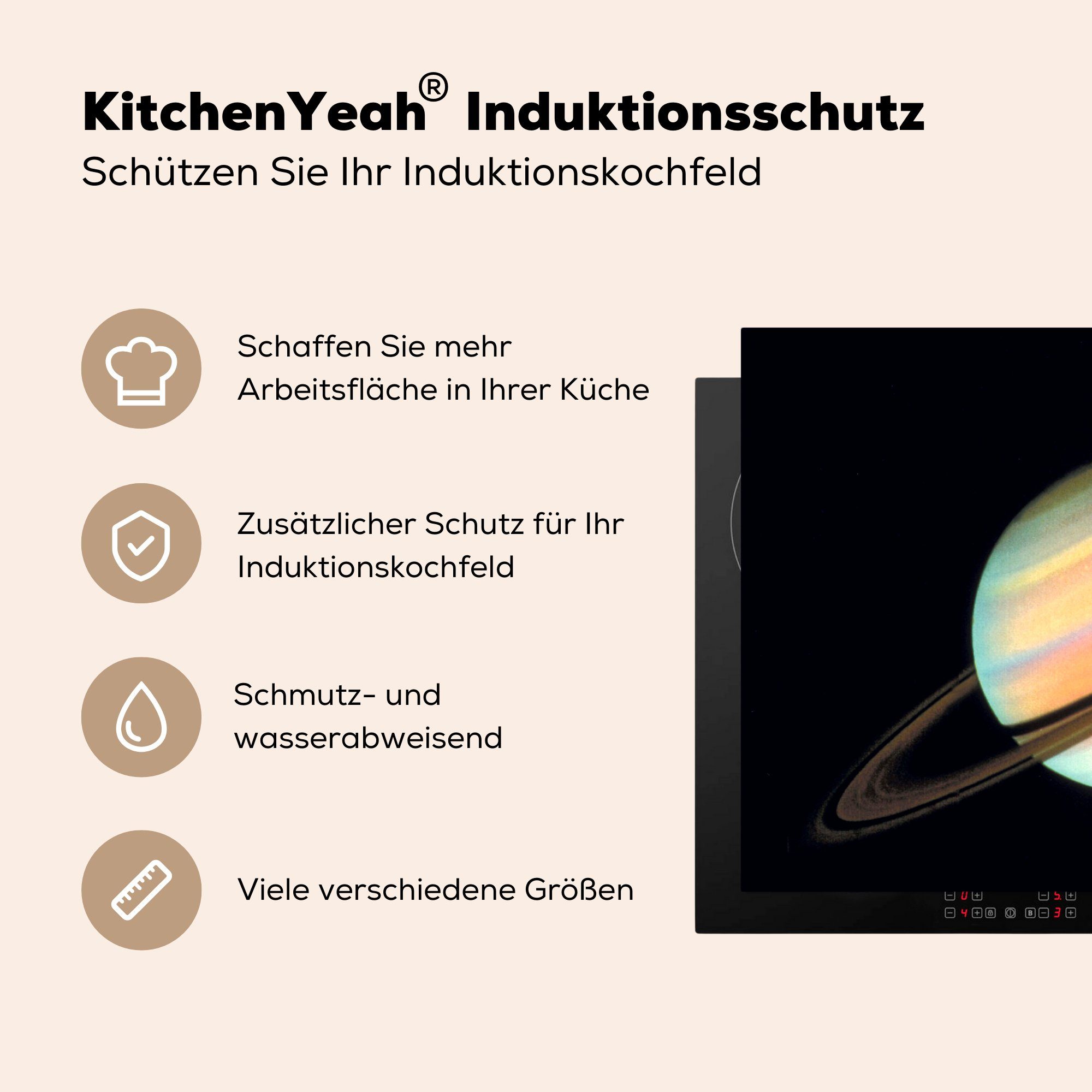 MuchoWow Herdblende-/Abdeckplatte Saturn in der Ceranfeldabdeckung für Vinyl, cm, Induktionskochfeld tlg), die Schutz (1 küche, Milchstraße, 81x52