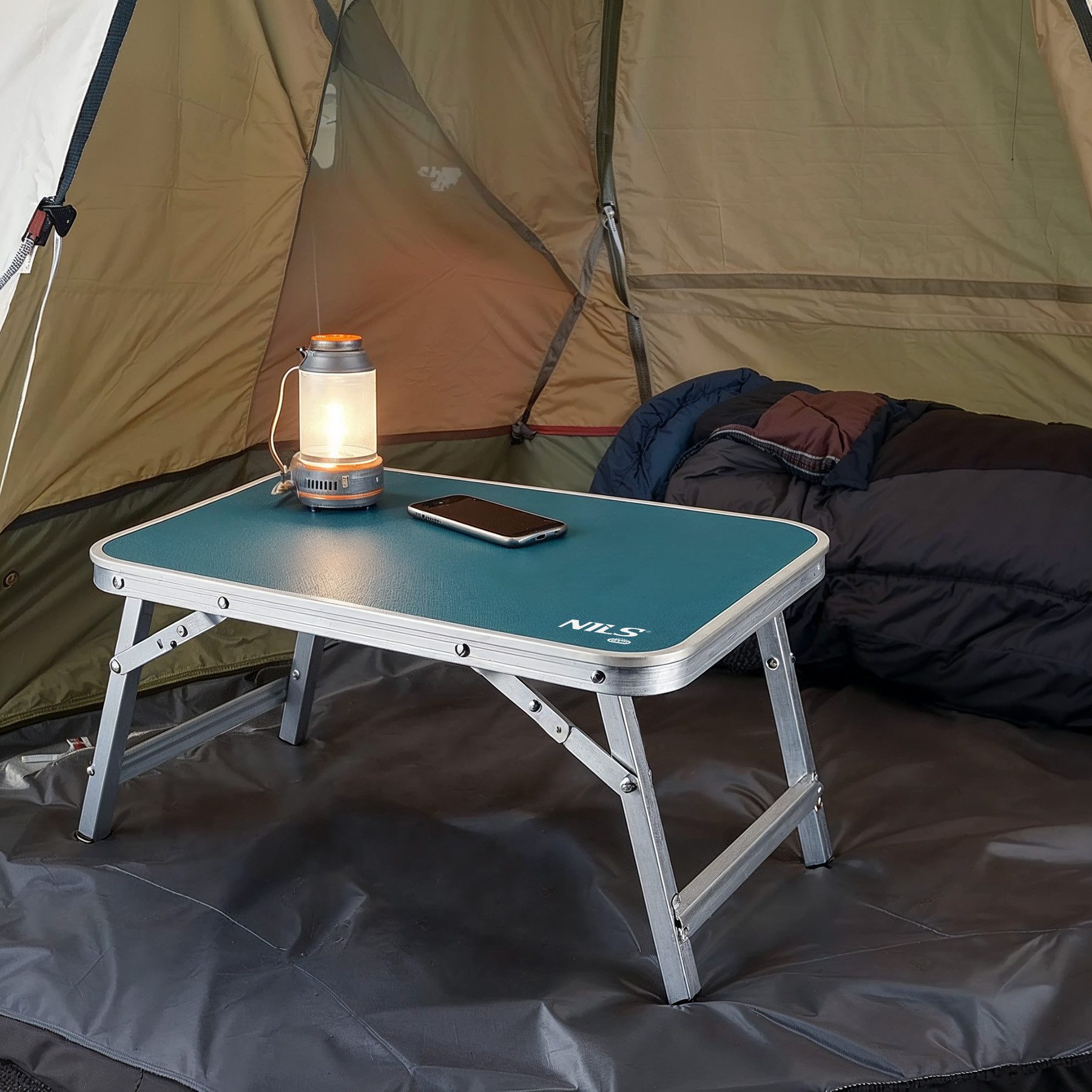 NILS CAMP Klapptisch Campingtisch Beistelltisch Falttisch (Spar-Set, 1-St., 50 x 30 x 20 cm leicht), faltbar, leicht, wetterfest, Aluminiumrahmen