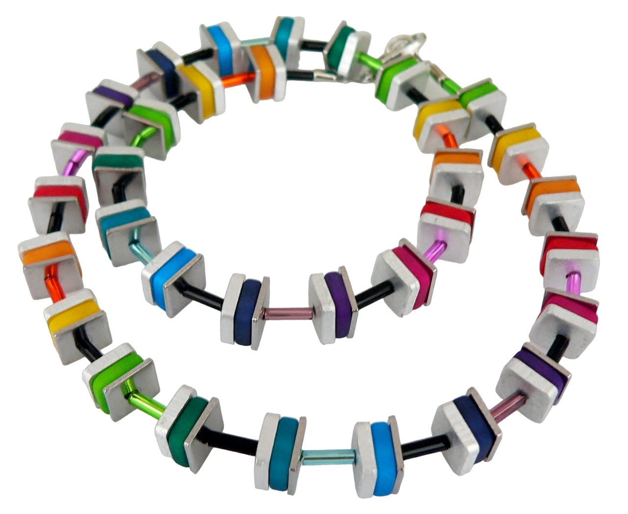 traumschmuck Collier 501o1 Collier Aluminium Polaris Quadrate bunt mehrfarbig, handgefertigt, Made in Germany