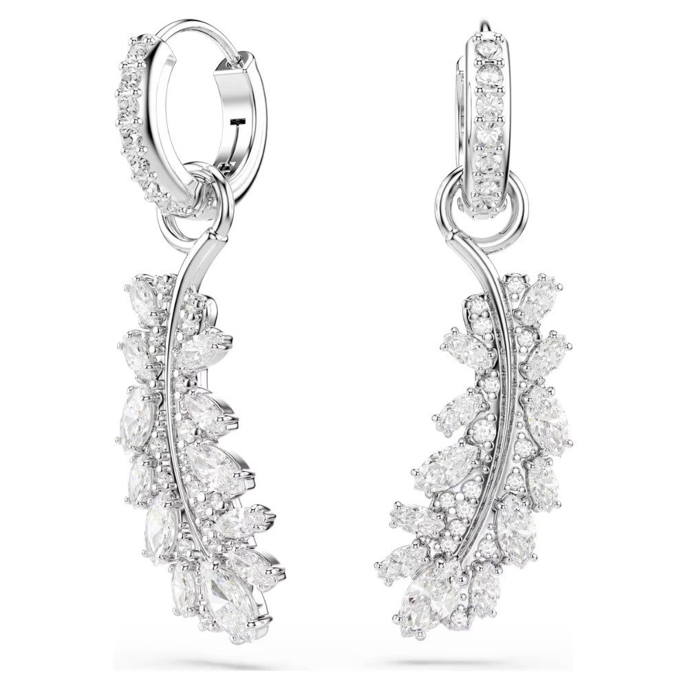 Swarovski Paar Ohrhänger 5754272, kleine Creolen mit Anhänger in Federsilhouette
