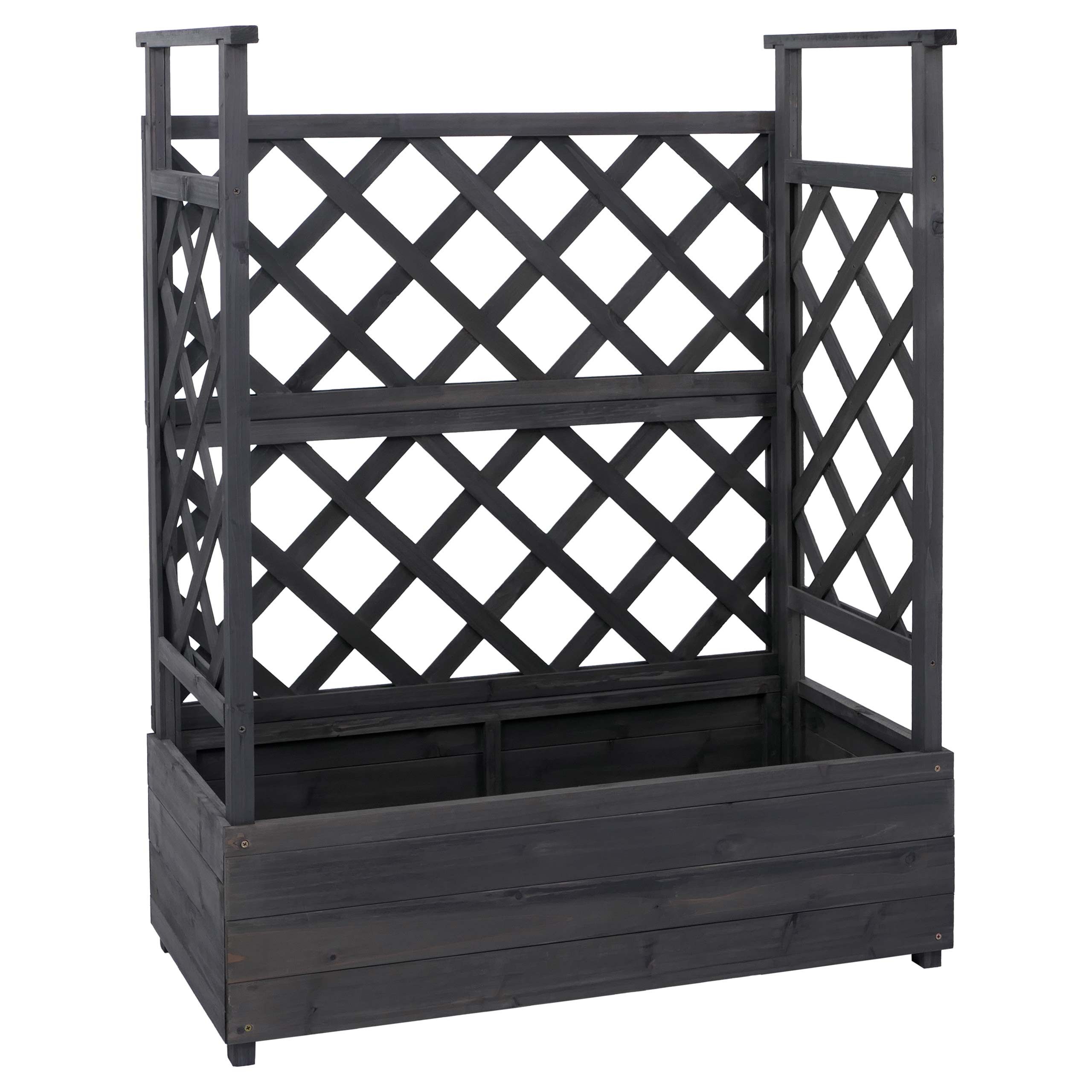 PROREGAL® Hochbeet 114x85x44cm Pflanz-/Blumenkasten Pflanzkübel Rankgitter Holz