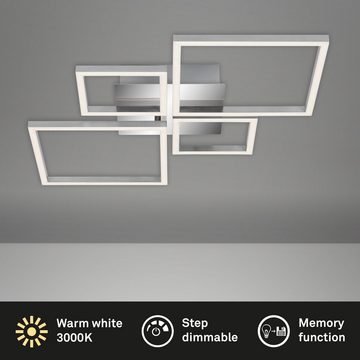 Briloner Leuchten LED Deckenleuchte 3128-018, dimmbar, schwenkbar, Speicherfunktion, LED fest verbaut, Warmweiß, Deckenlampe, 75x47x7,3cm, Chrom-Alu, 44W, Wohnzimmer, Schlafzimmer