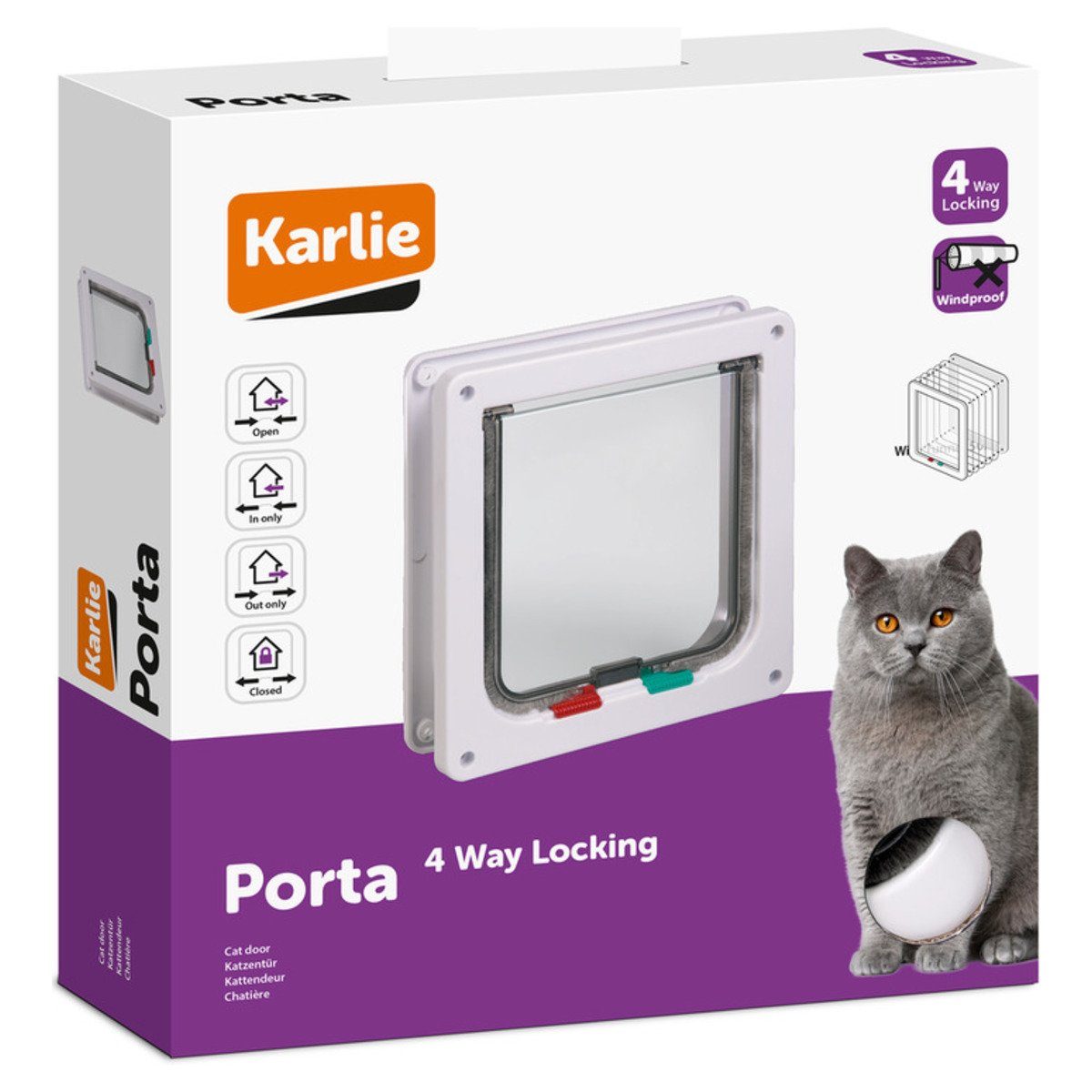 Karlie Katzenklappe Katzentür 4-Wege große Katzen weiß