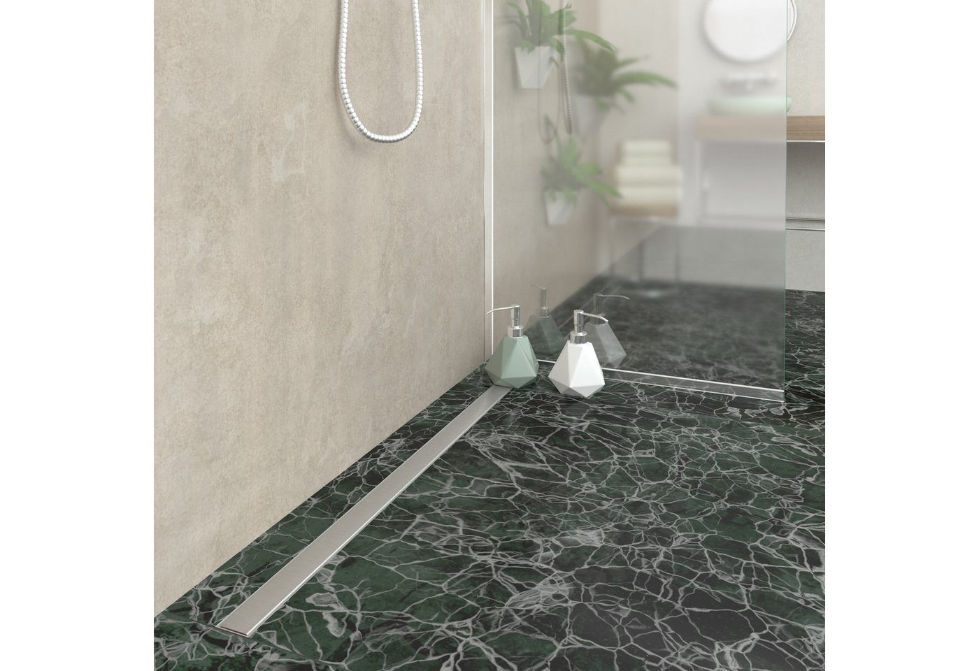 Thumbnail - Aquabad® Duschrinne Slim Pro Edelstahl, Haarsieb, Viega-Siphon, Komplett-Set, Design: Gebürsteter Edelstahl