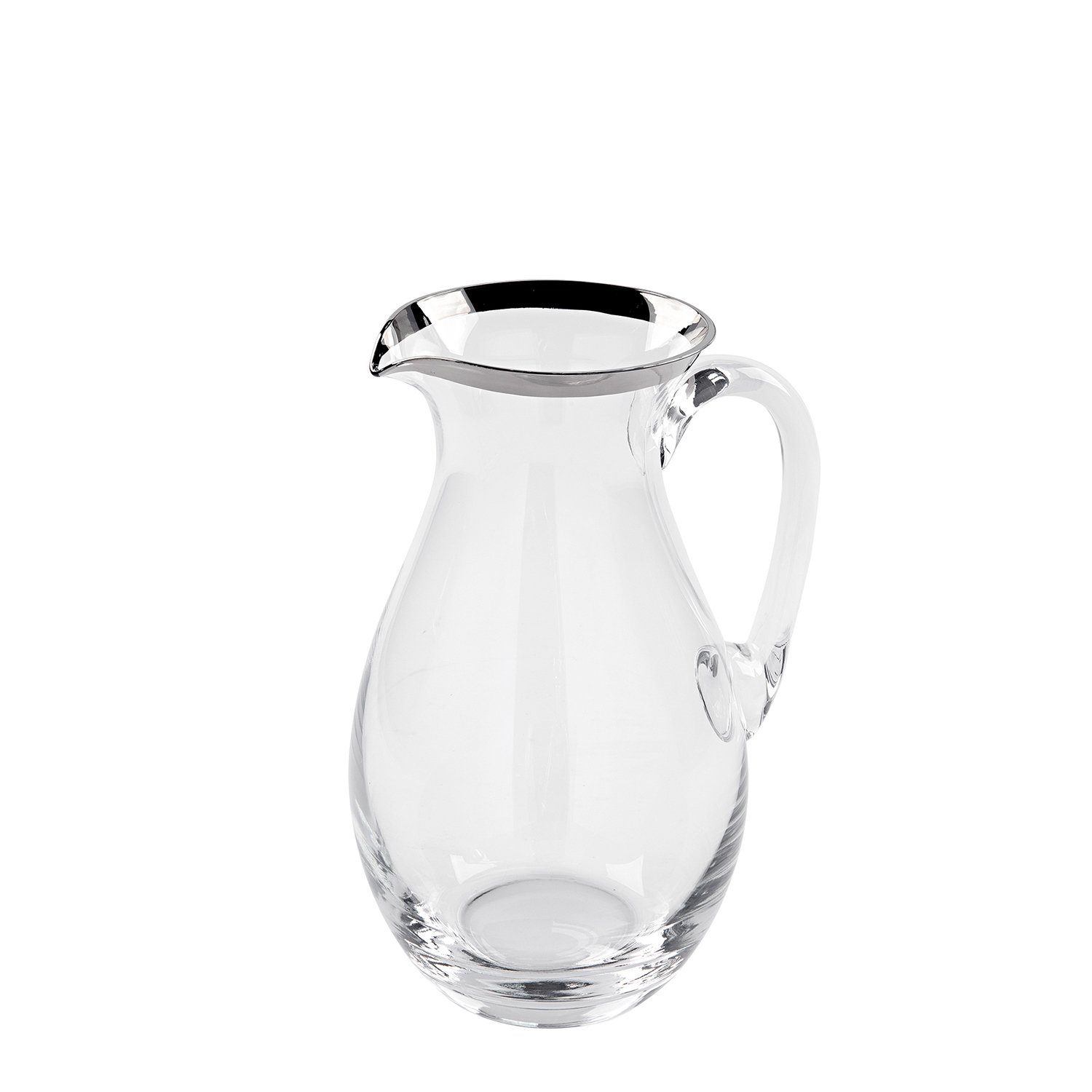 l Platinumrand, Glaskrug B.10cm, H.25cm x Glas - transparent - mit 1,9 - handbemaltem Fink Füllmenge PLATINUM Wasserkrug