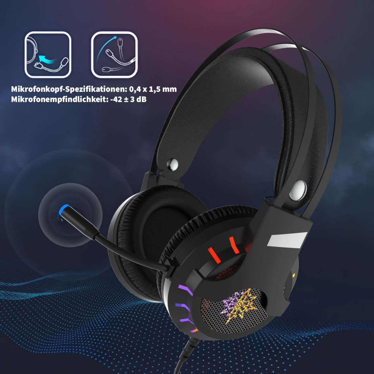 INCA IGK-X10 Gaming-Headset (7.1 Surround Gaming-Headset mit RGB)