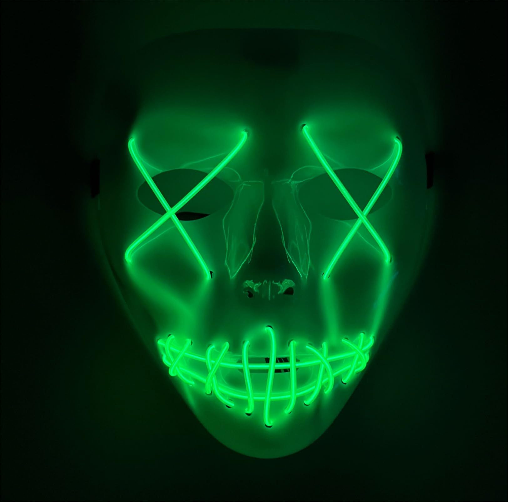 TK Gruppe Verkleidungsmaske LED Horror Maske inspiriert von Purge – mit 3 Leuchtmodi, (Packung), Steubar - drei Lichteffekten