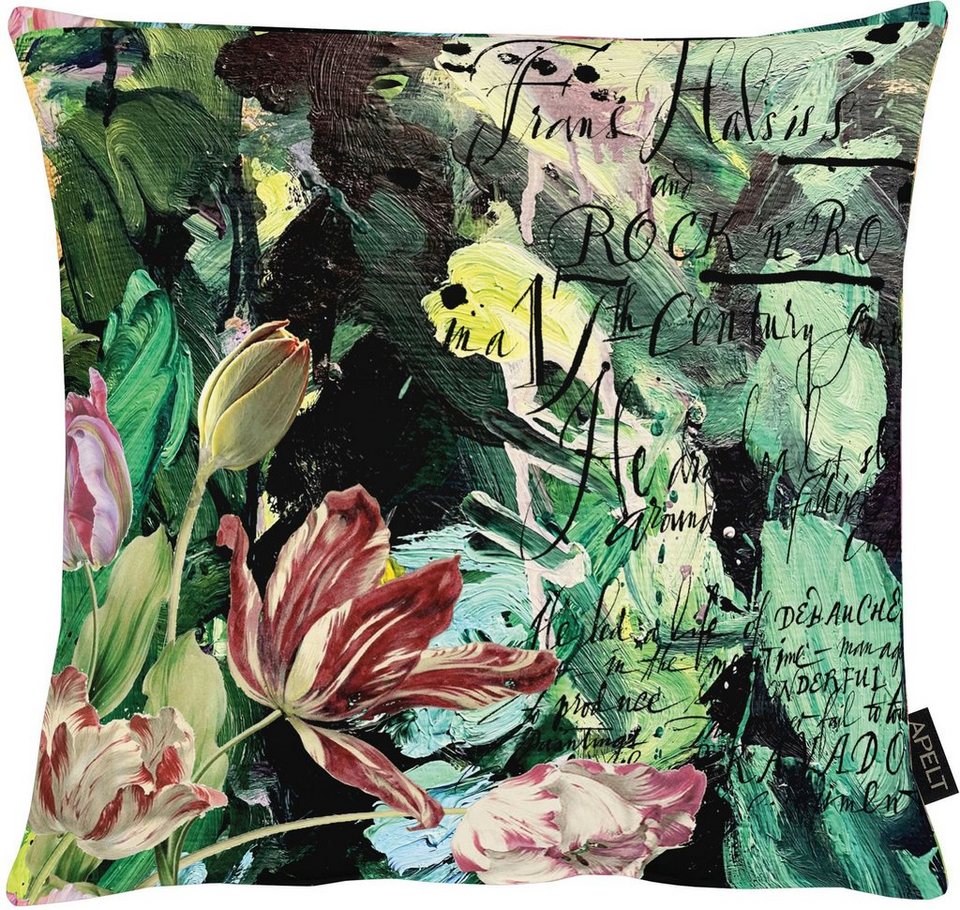 APELT Dekokissen Sylvie, mit Tulpen und Graffiti-Motiv, Kissenhülle ohne  Füllung, 1 Stück
