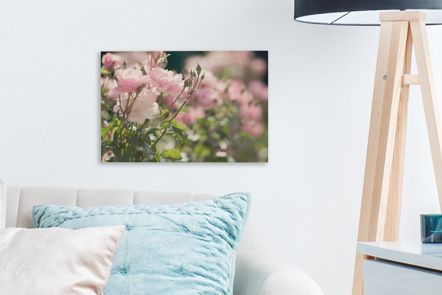 OneMillionCanvasses® Leinwandbild Rosen - Blumen - Rosa, Fotodruck (1 St), Leinwand Bilder Klein, Wand Dekoration Aesthetic 30x20 cm – Bild 3 von 5