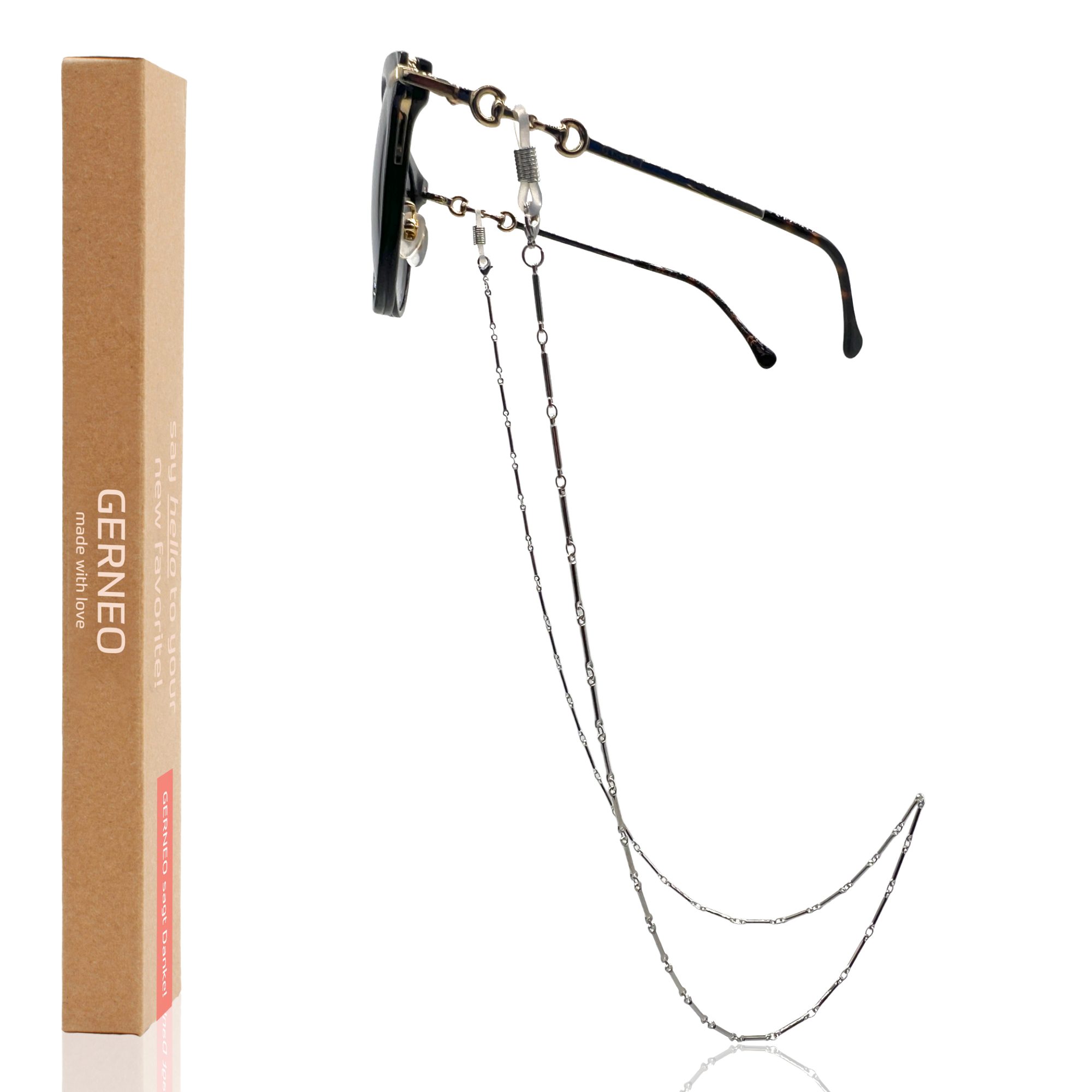 GERNEO Brillenkette GERNEO® – Phuket – korrosionsbeständige Brillenkette & Maskenhalter, vergoldet oder versilbert – einzigartig hochwertige Brillenkette