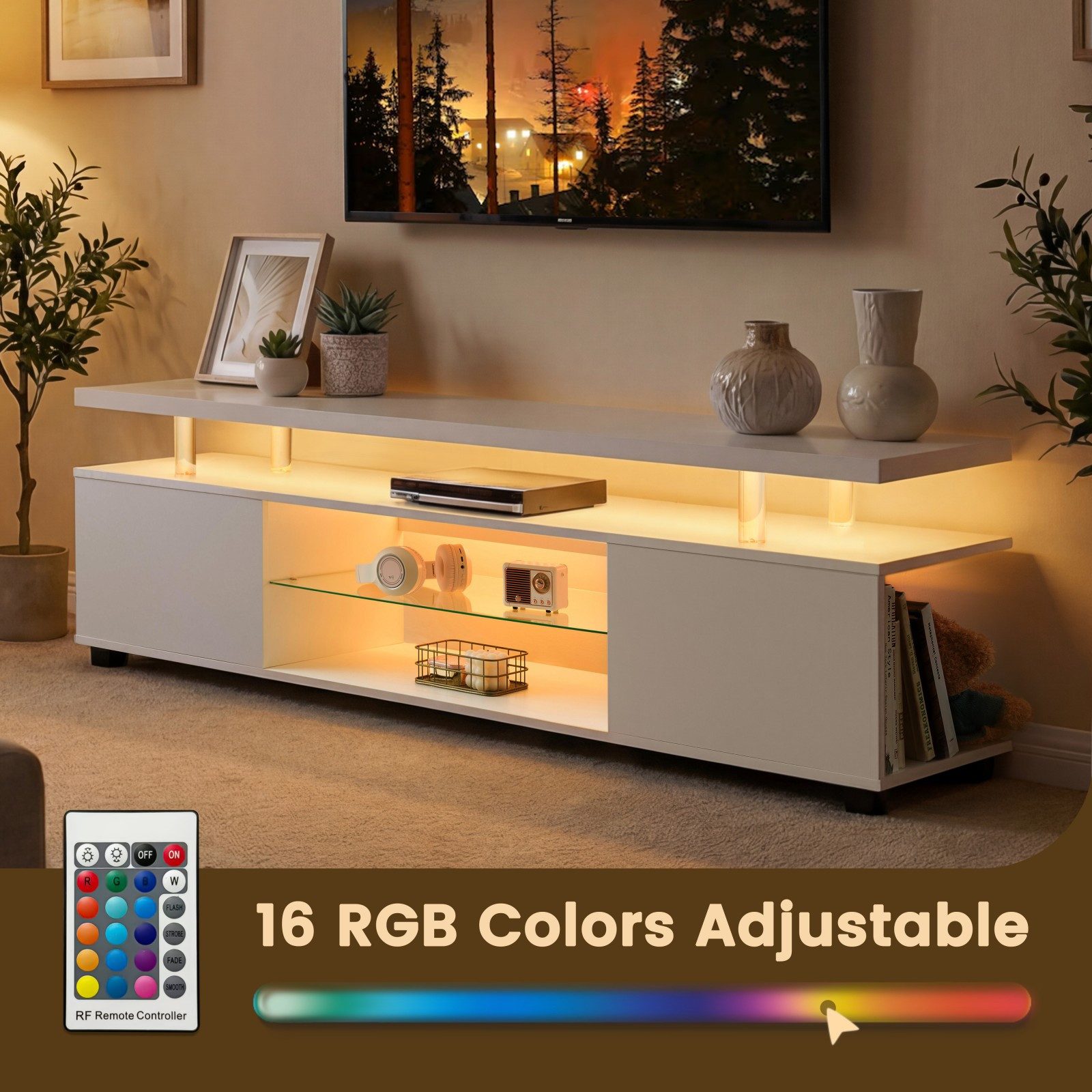 BlingBin TV-Schrank TV-Ständer für 60-Zoll-LED-Fernseher, Lowboard (Fernsehschrank, 1-St., 130 x 48 x 40 cm) Konsolentisch mit großem Seitenschrank für das Wohnzimmer