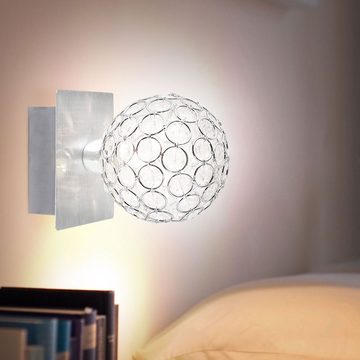 etc-shop LED Wandleuchte, Leuchtmittel inklusive, Warmweiß, Wandlampe Wandleuchte LED Kristalllampe Alugeflecht Wohnzimmerlampe