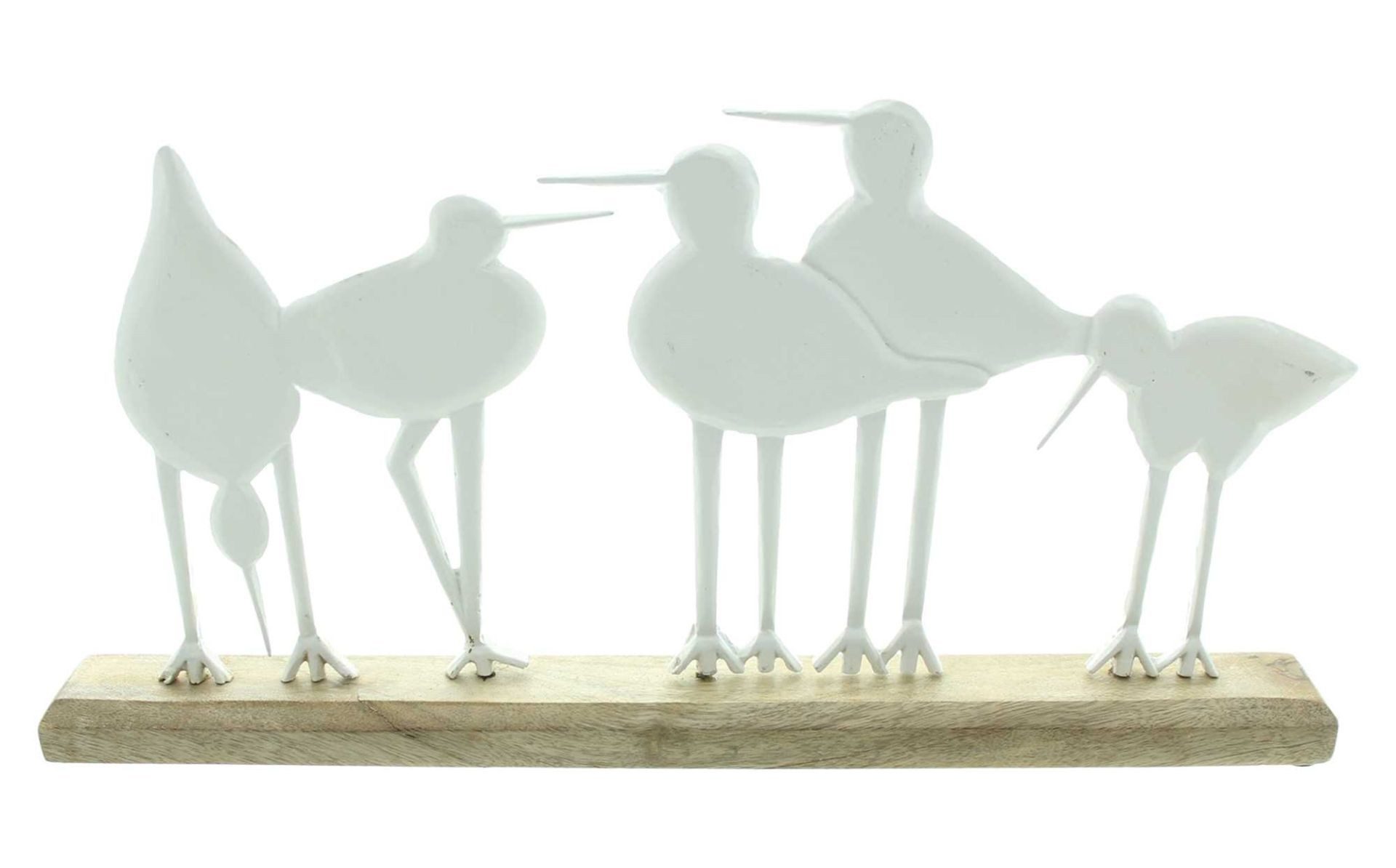 Home-trends24.de Dekofigur Dekofigur Deko Board Vogel Metall Silhouette Holzsockel weiß (1 St)