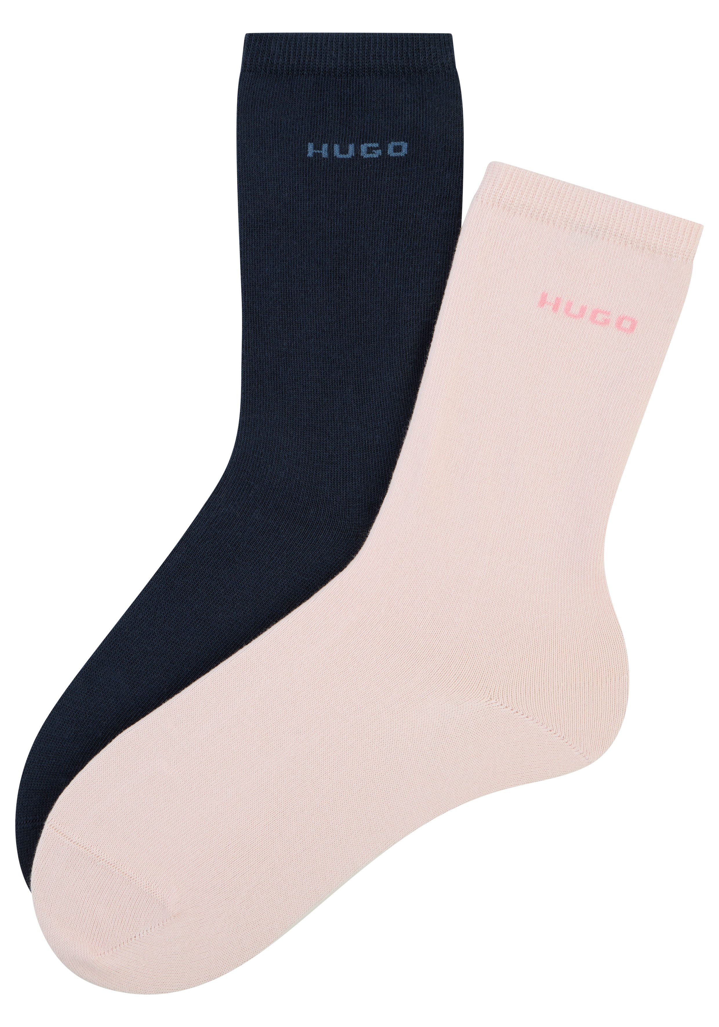 HUGO Socken RS UNI LOGO (2-Paar) mittelhoh, aus Baumwoll-Mix mit Logos