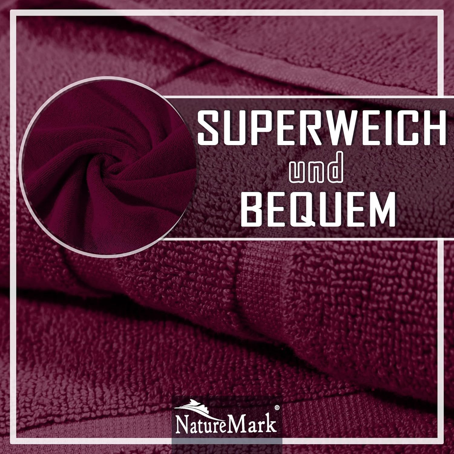 NatureMark Badematte 2er-Set Badvorleger 50x80cm, strapazierfähig, Baumwolle, rechteckig, Badematte 2-tlg., Duschmatte Duschvorleger, Premium Qualität, 50x80cm, Pink