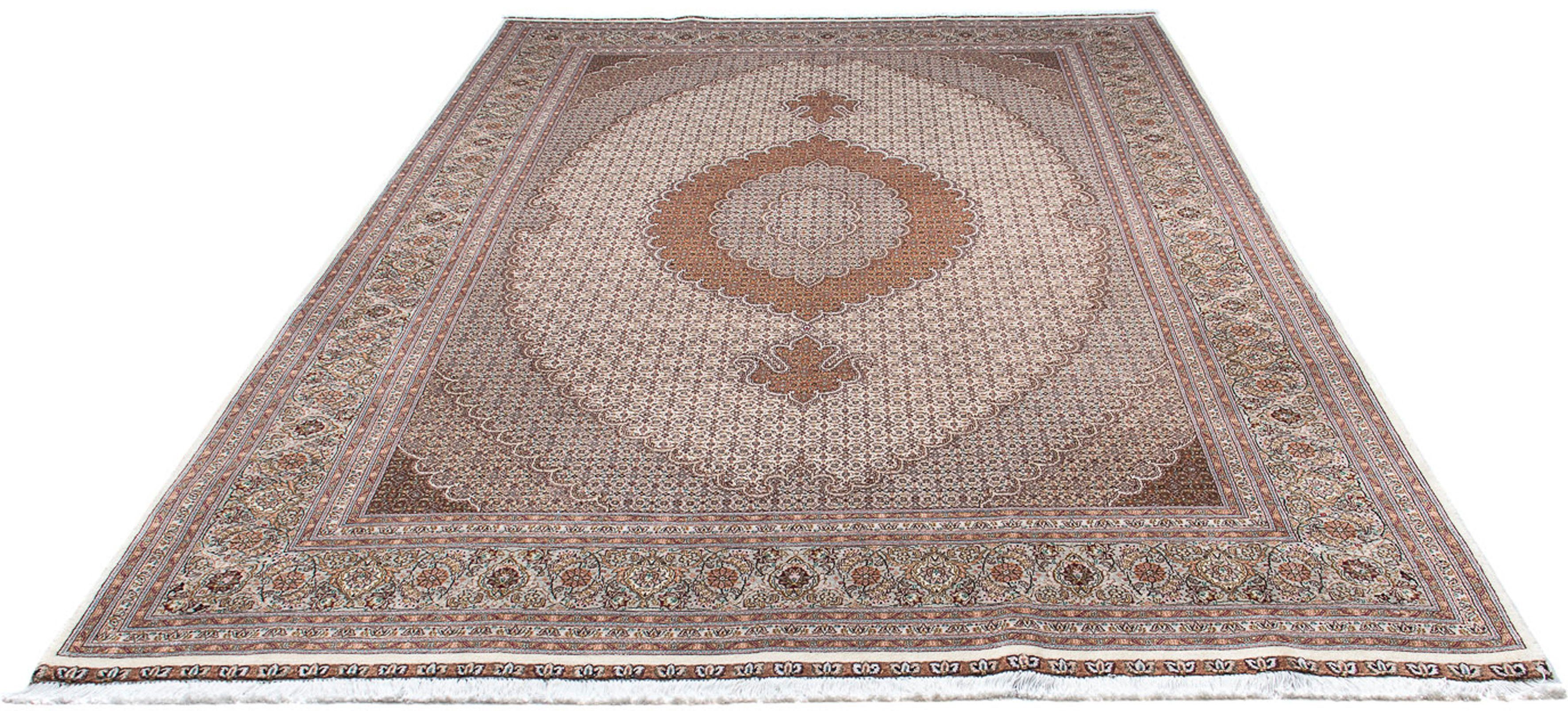 Orientteppich Perser - Täbriz - 304 x 200 cm - beige, morgenland, rechteckig, Höhe: 10 mm, Wohnzimmer, Handgeknüpft, Einzelstück mit Zertifikat