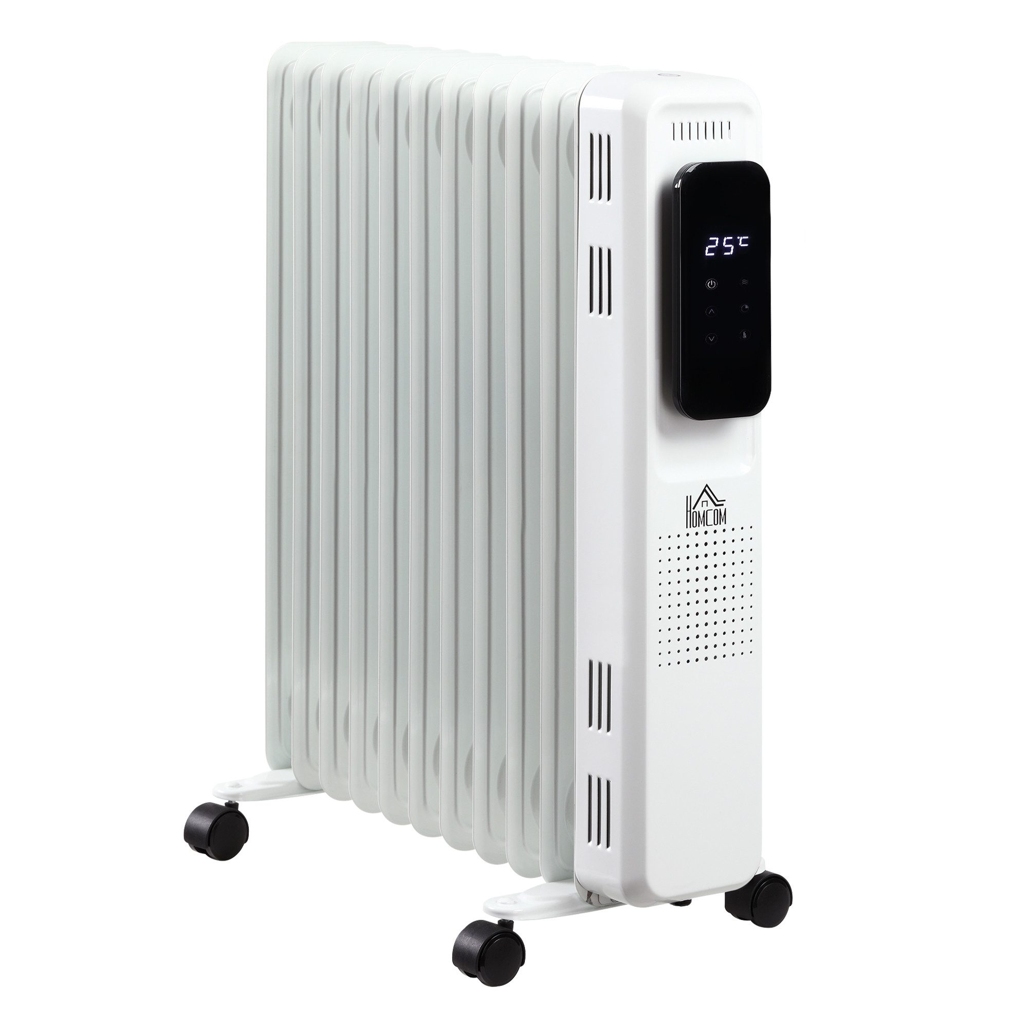 DOPWii Ölradiator Ölheizung, 2500W, 3 Heizstufen, Zeitschaltuhr, frei beweglich, Stahl, 50,5x24x63cm, 12-20 m², 24-Stunden-Timer, 15-35℃, Mit 11 Heizlamellen