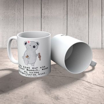 Mr. & Mrs. Panda Tasse Uhrmacherin Herz - Weiß - Geschenk, Kollege, Kaffeebecher, Dankeschön, Keramik, Einzigartiges Botschaft