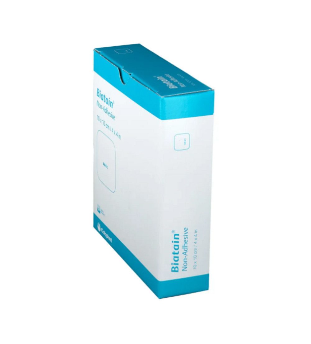 Coloplast Gips-und Verbandschutz BIATAIN Schaumverband 10x10cm nicht haftend, Absorbierender Schaumverband