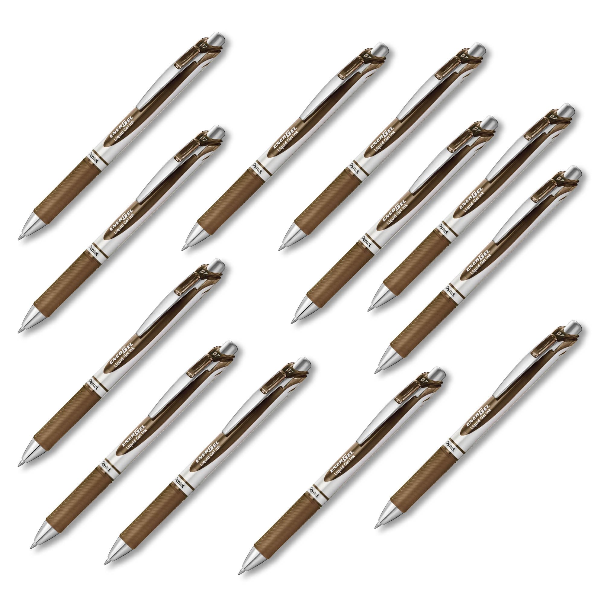 PENTEL Gelschreiber 12x PENTEL EnerGel Gelschreiber BL77 medium Schreibfarbe SEPIA Braun