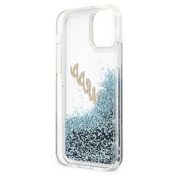 Guess Handyhülle Guess Apple iPhone 12 Mini Blau Glitter Vintage Script Glitzer Hard Case Cover Schutzhülle Etui