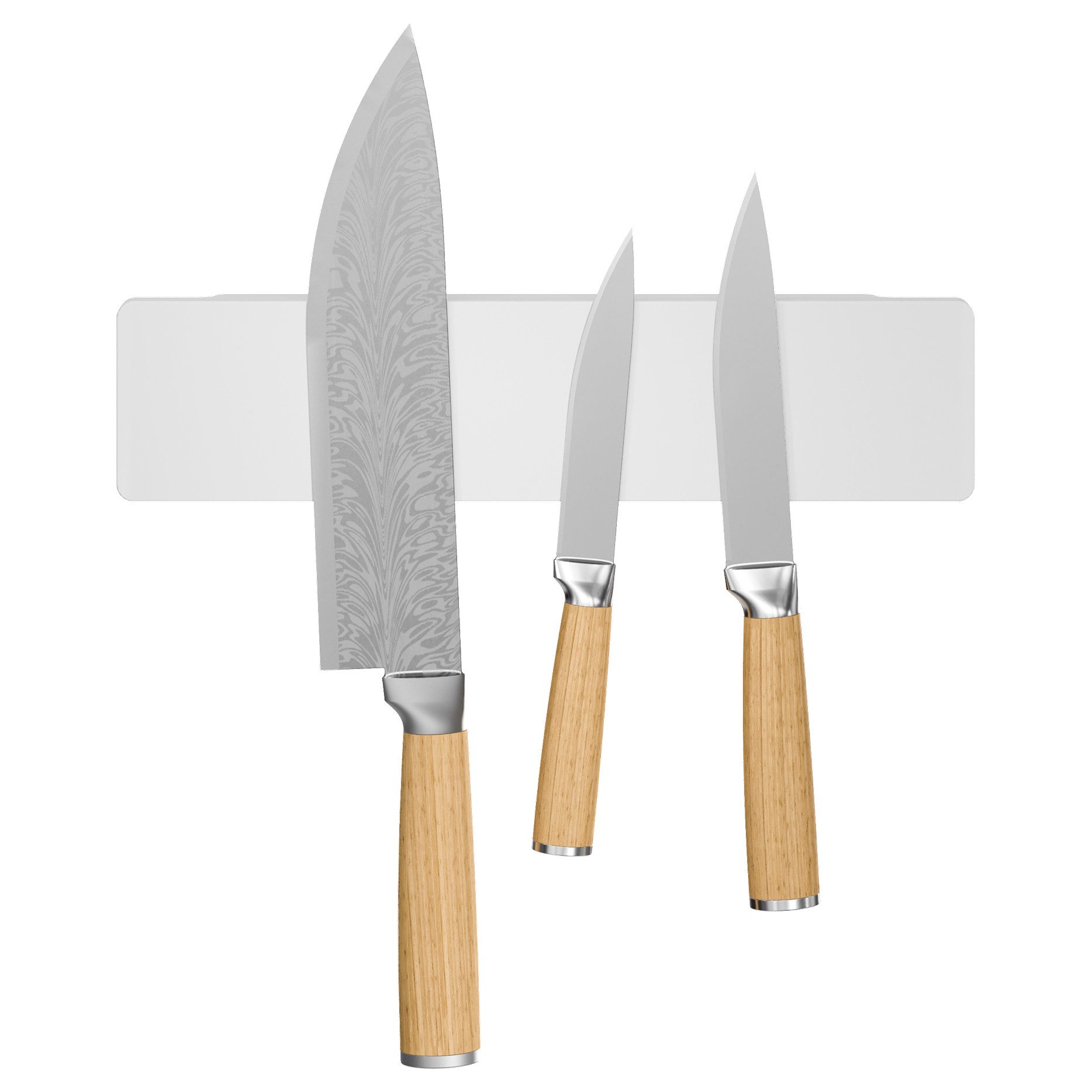 tesa Magnet-Messerblock Messer Magnetleiste Messerhalter Küche, selbstklebend ohne Bohren (2tlg), Magnetisch, platzsparend, Wandmontage klebend, sicherer Halt, Weiß