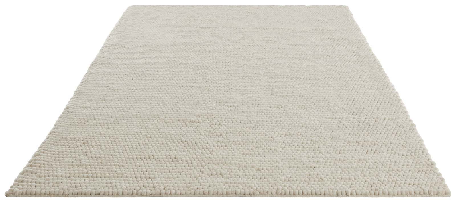 TaraCarpet Wollteppich TaraCarpet Bubble Moderner Schlingenteppich aus reiner Schurwolle, rechteckig, Höhe: 20 mm, Wollteppich weiß Wohnzimmer Schlafzimmer Essz – Bild 5 von 5