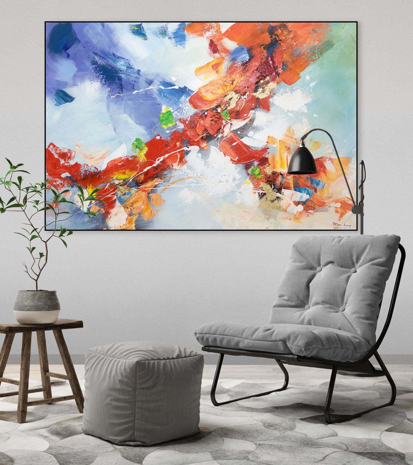 Leinwandbild Liebe HANDGEMALT 120x80 100% der Wohnzimmer Wandbild Gemälde KUNSTLOFT cm, Triumph