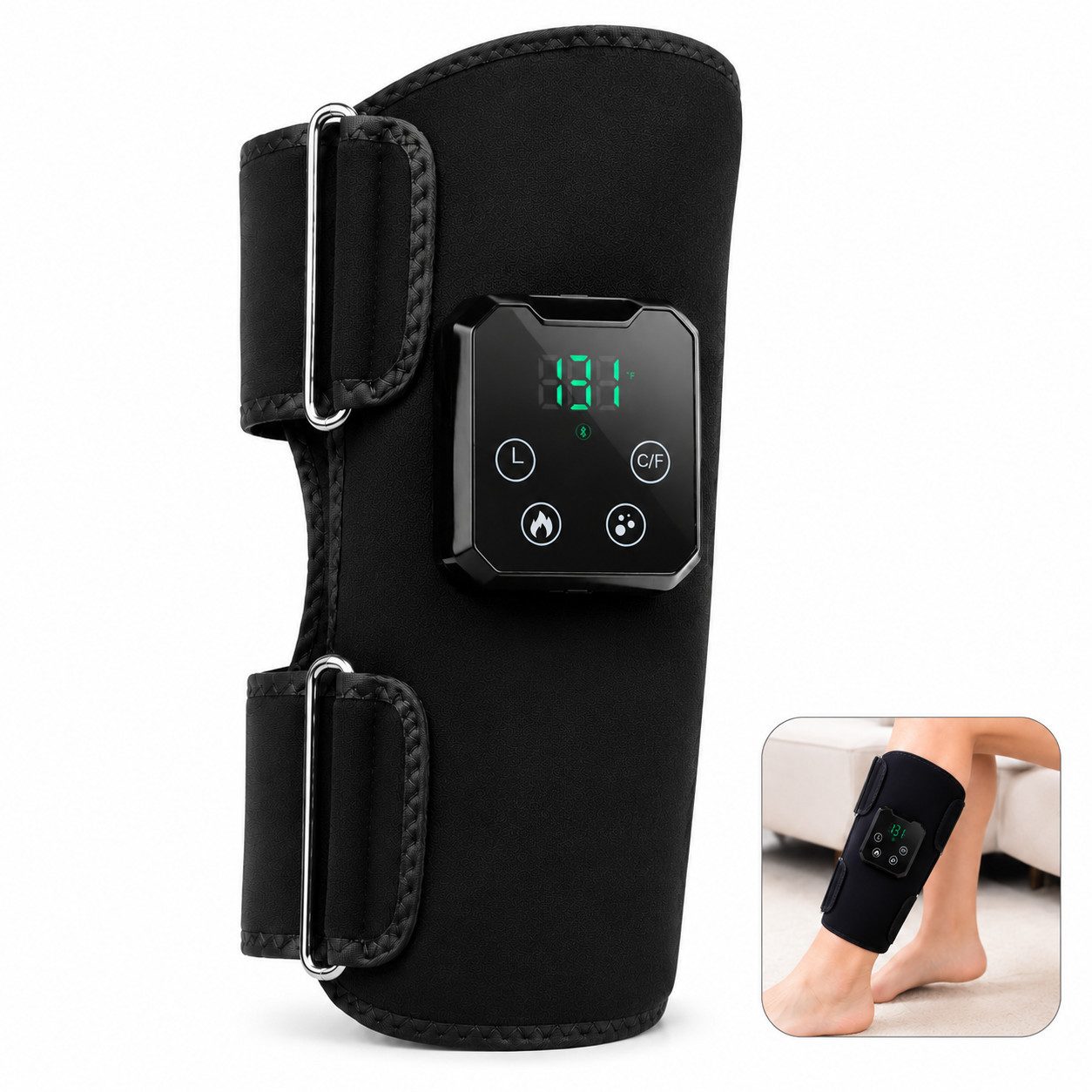 ibettertec Massagegerät Wadenmassagegerät mit Wärmefunktion und Luftkompression, Kabellose Beinmassage mit LED-Steuerung, einstellbarer Komfortmassage und USB-C Laden